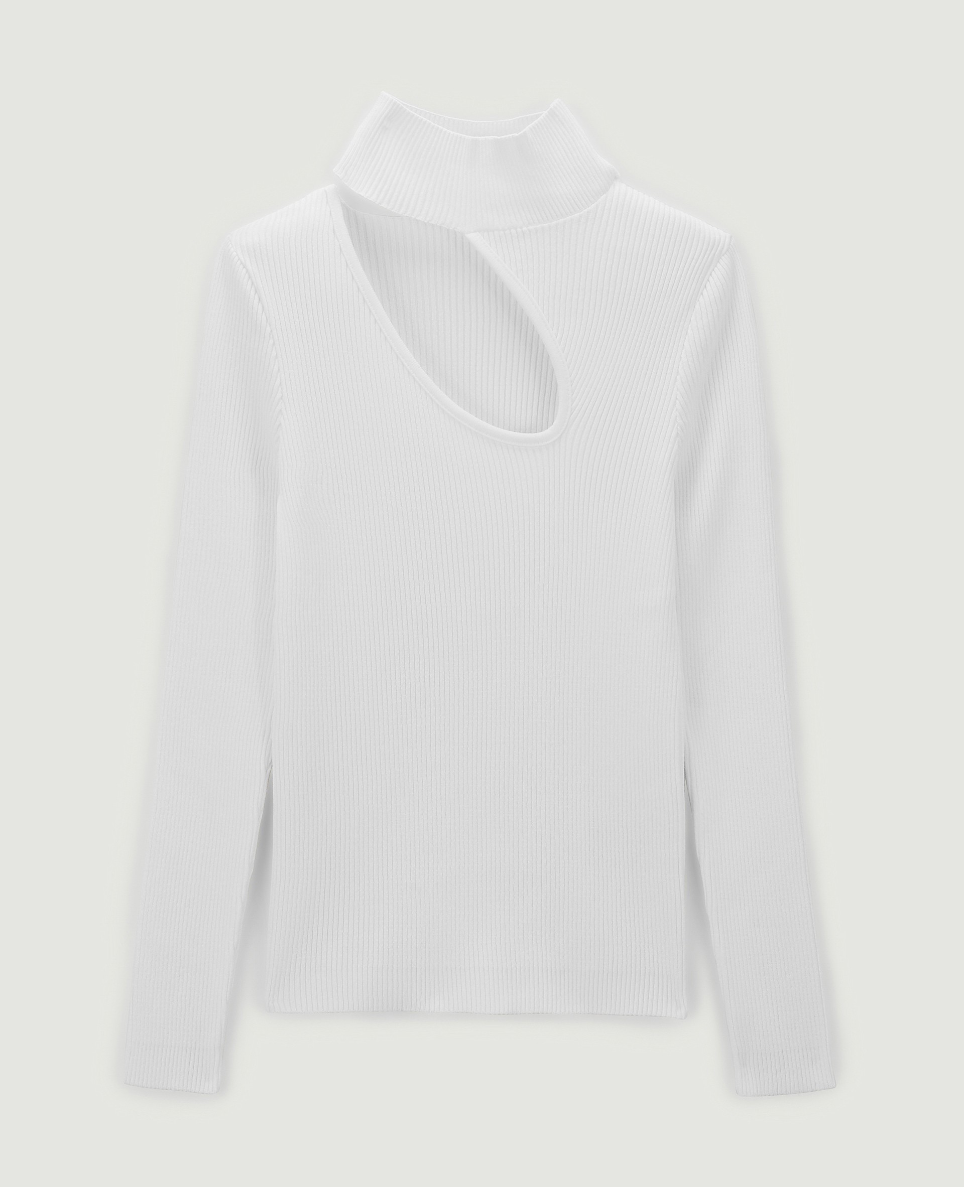 Top maille côtelée avec découpe blanc - Pimkie