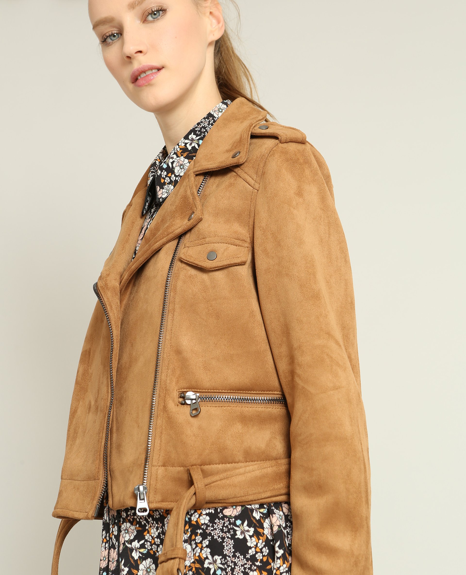 Veste biker suedine femme sales