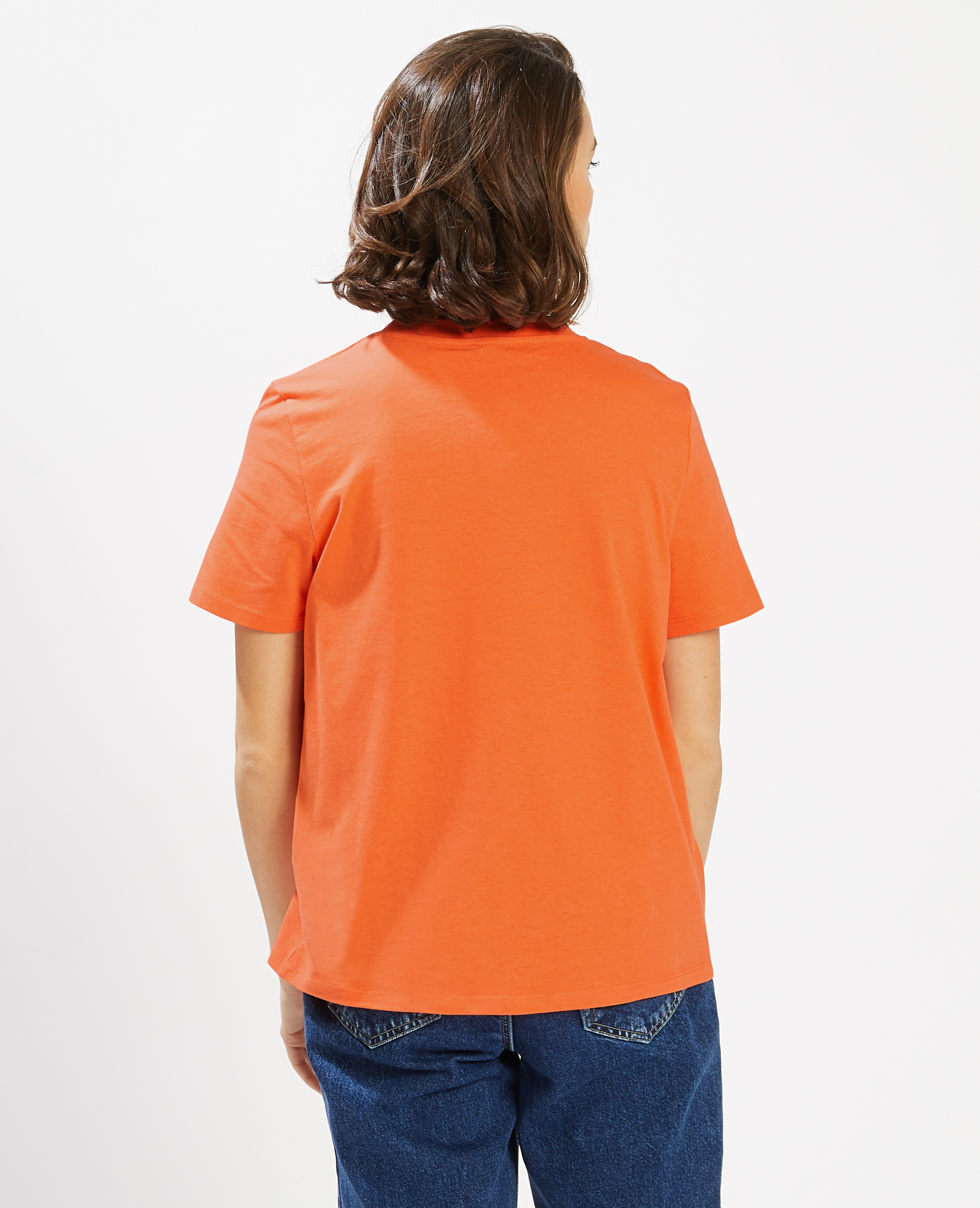 T-shirt inscription brodée orange - Pimkie
