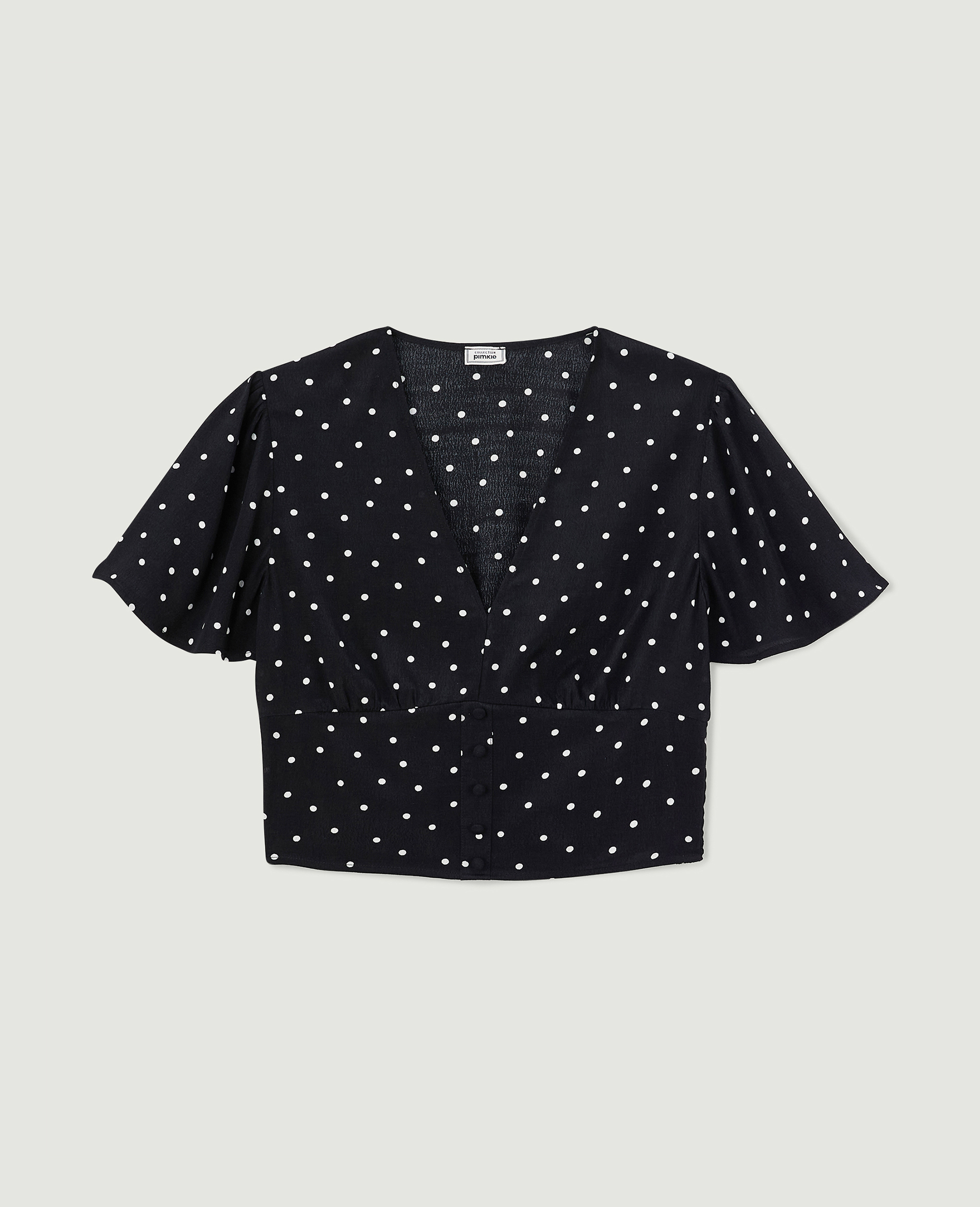 Blouse courte manches papillon noir - Pimkie