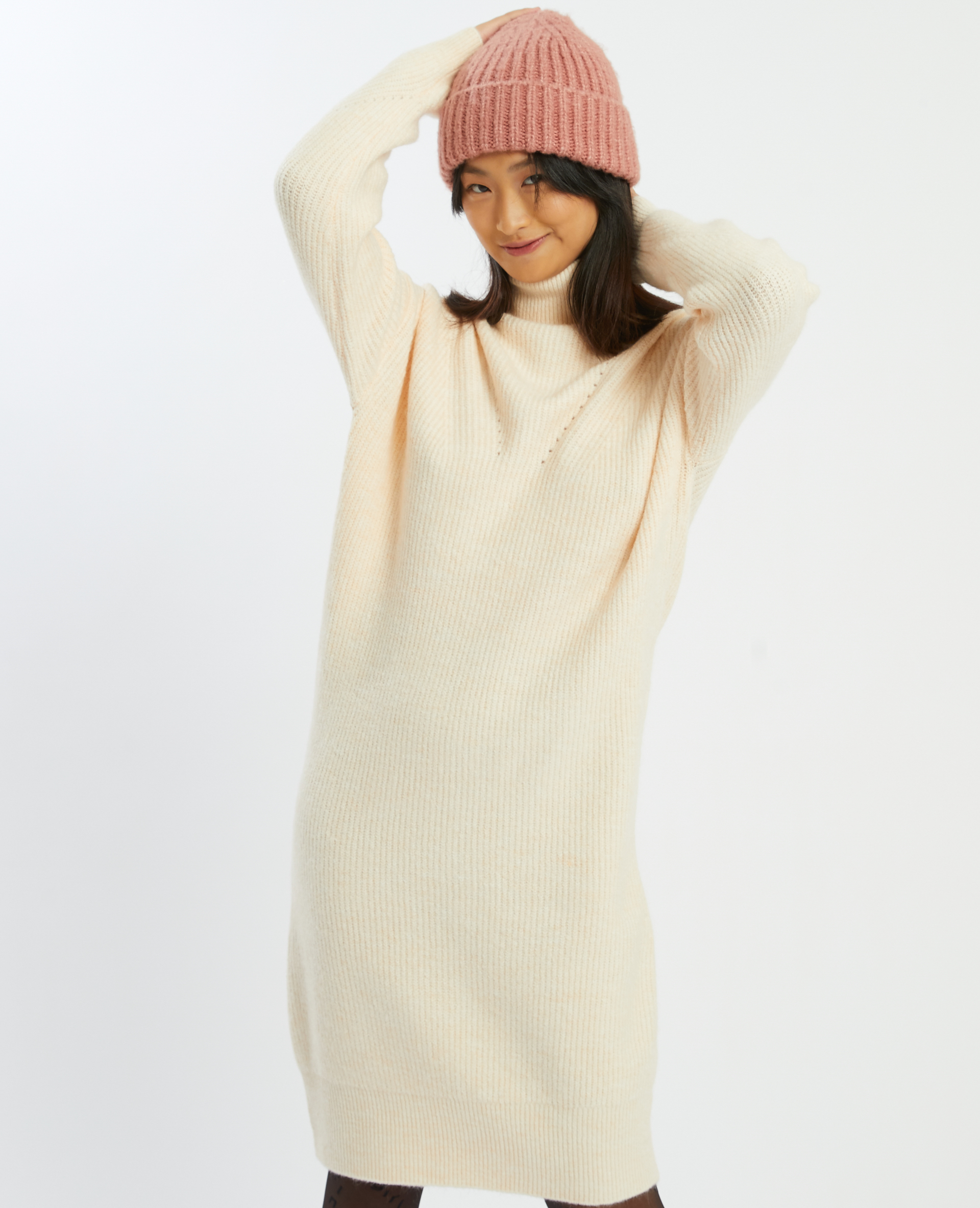 Robe pull col roulé beige - Pimkie