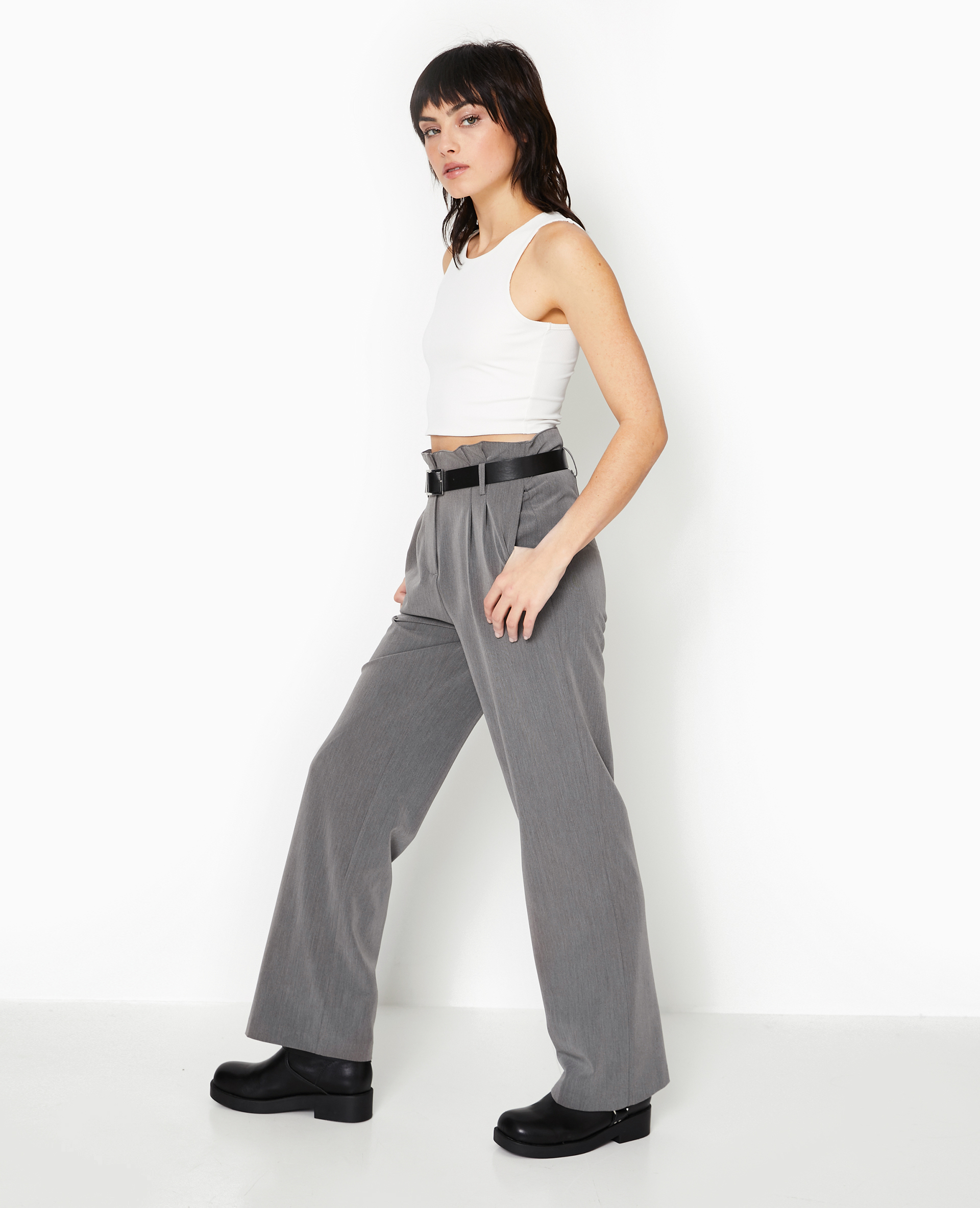 Pantalon taille plissée avec ceinture online