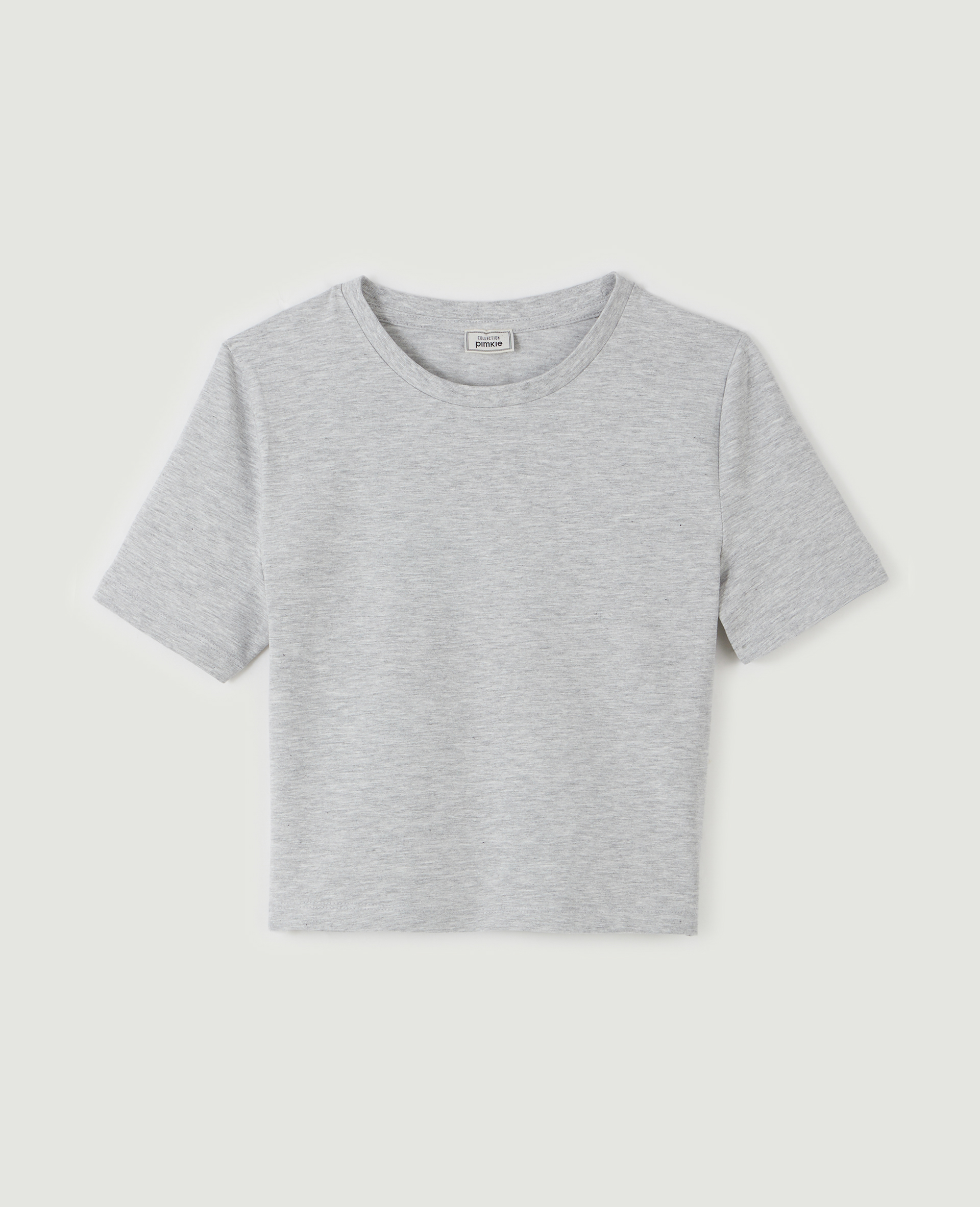 T-shirt cropped gris chiné - Pimkie