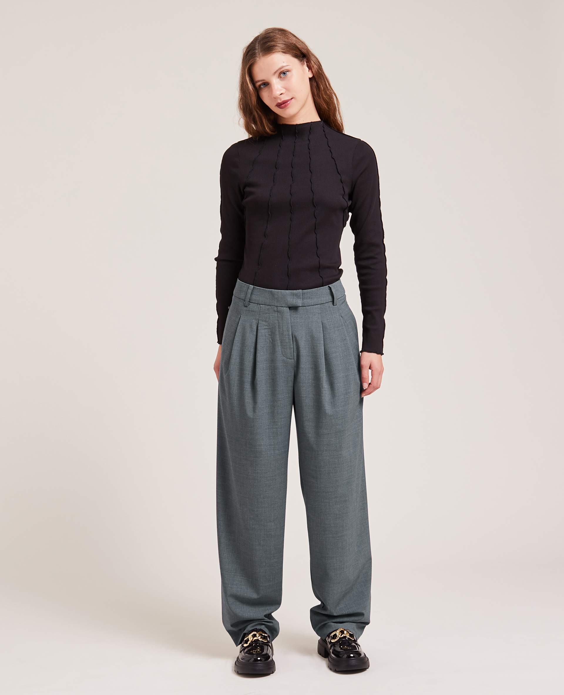 Pantalon large à pinces gris anthracite - Pimkie