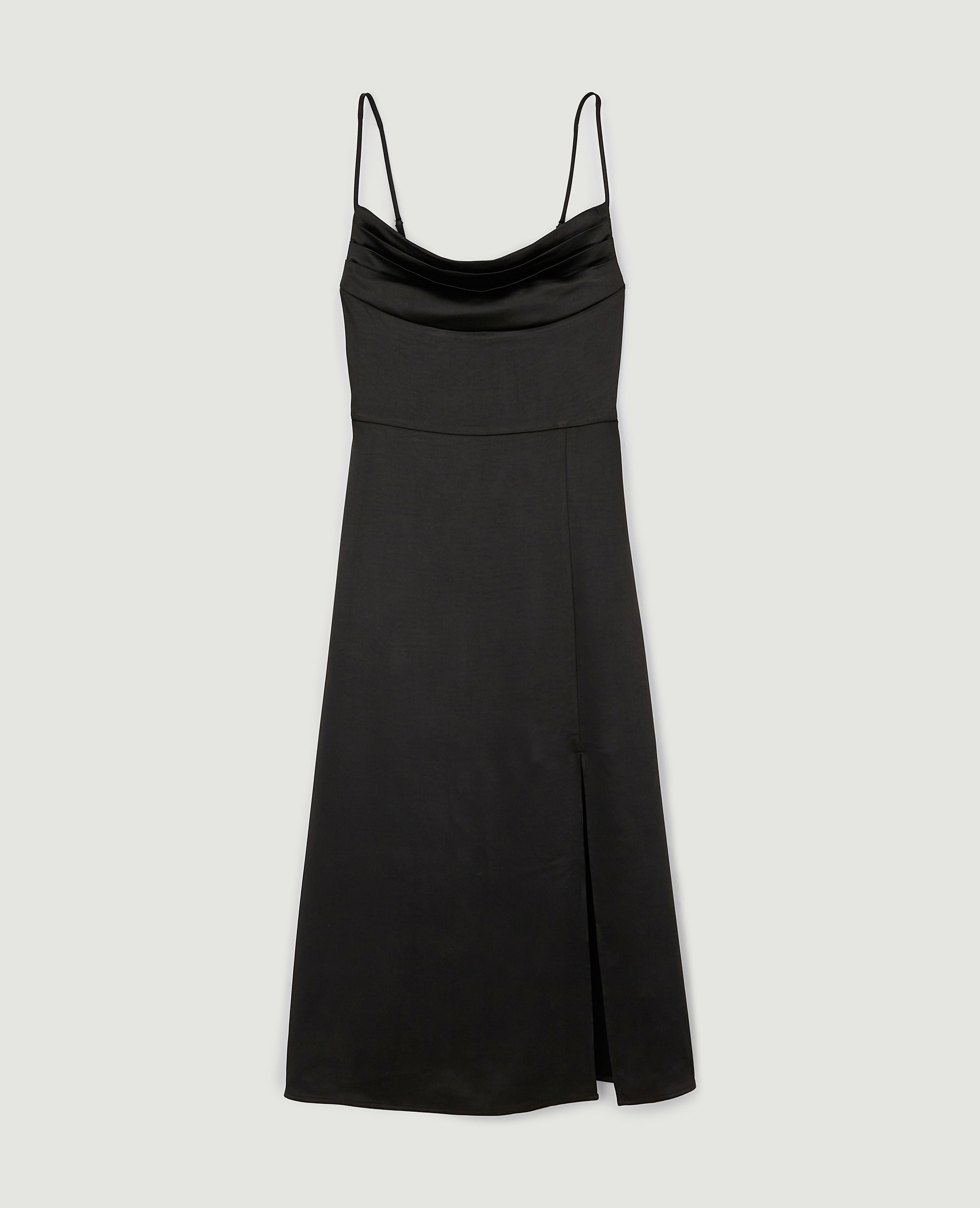 Robe longue tissu satiné encolure bénitier  noir - Pimkie
