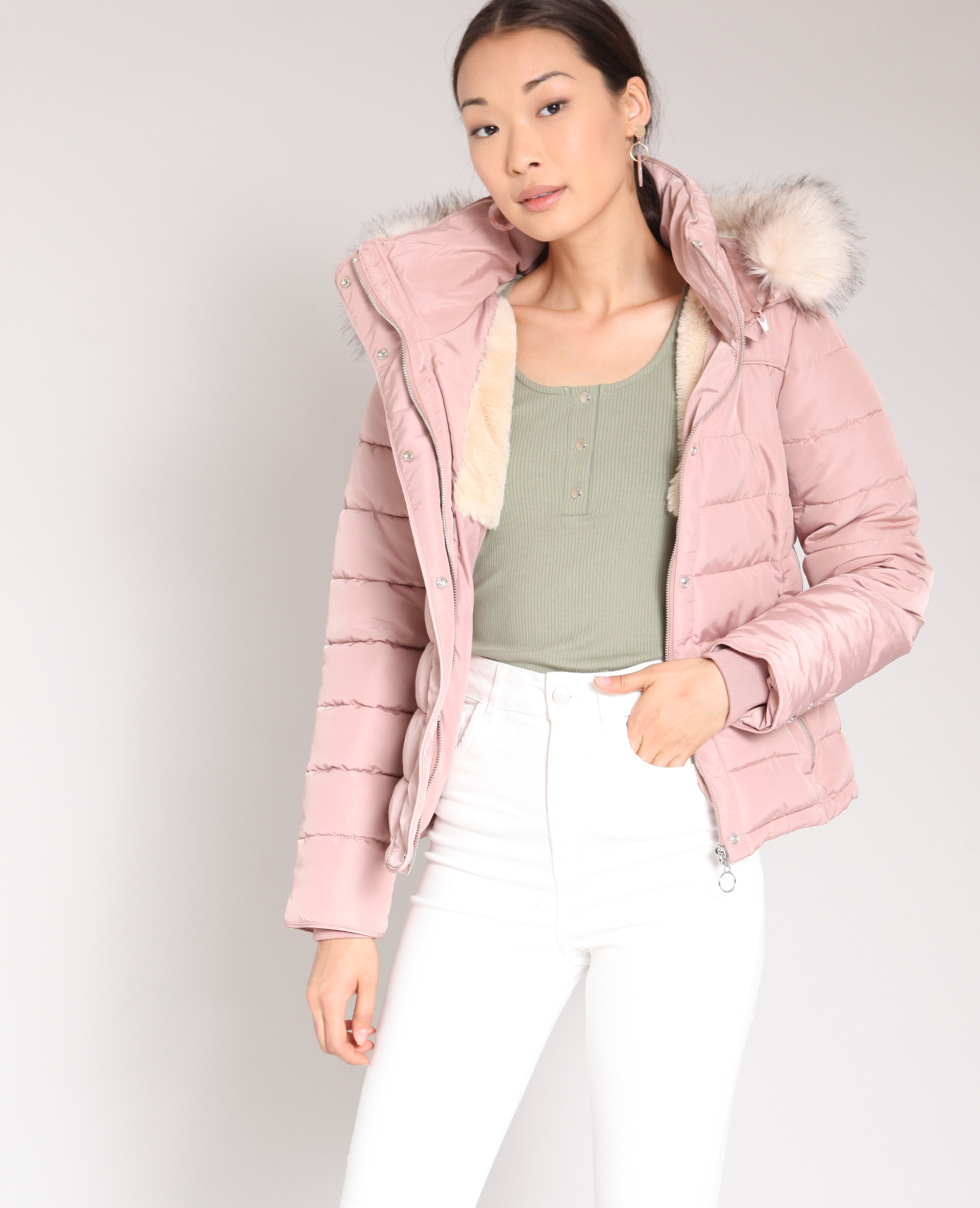 Doudoune à capuche vieux rose - 280177293A02 | Pimkie