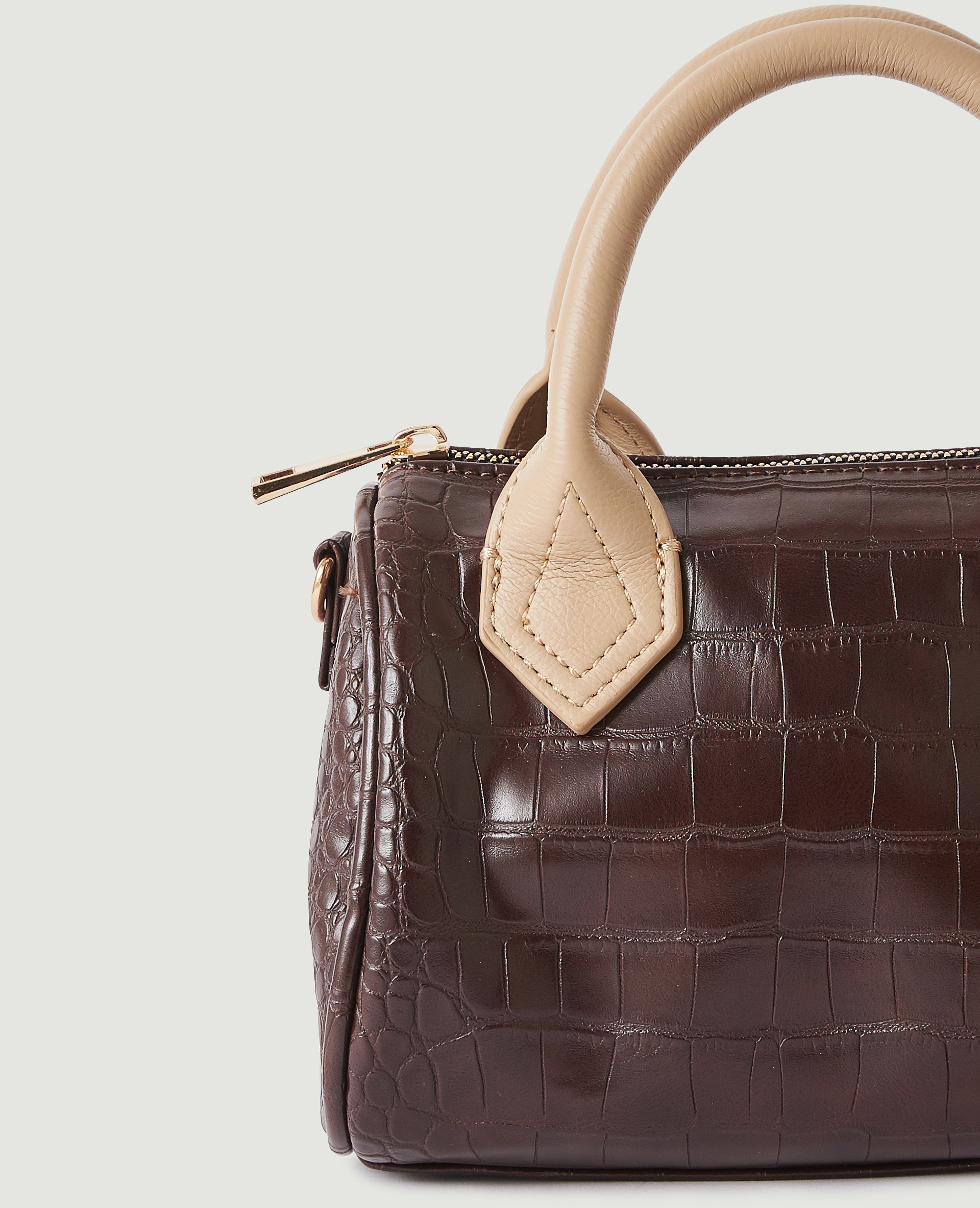 Mini sac à main croco avec pochette marron - Pimkie