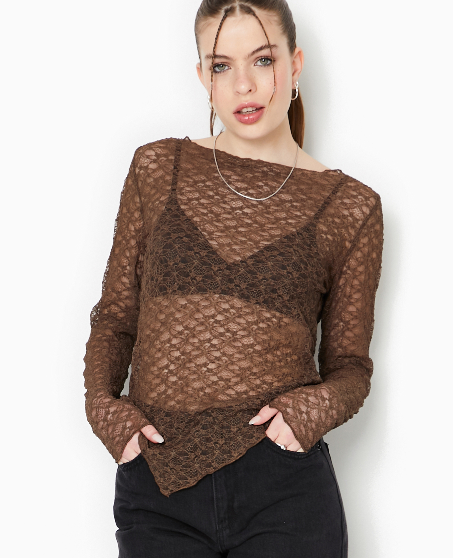 Top manches longues en dentelle Pimkie
