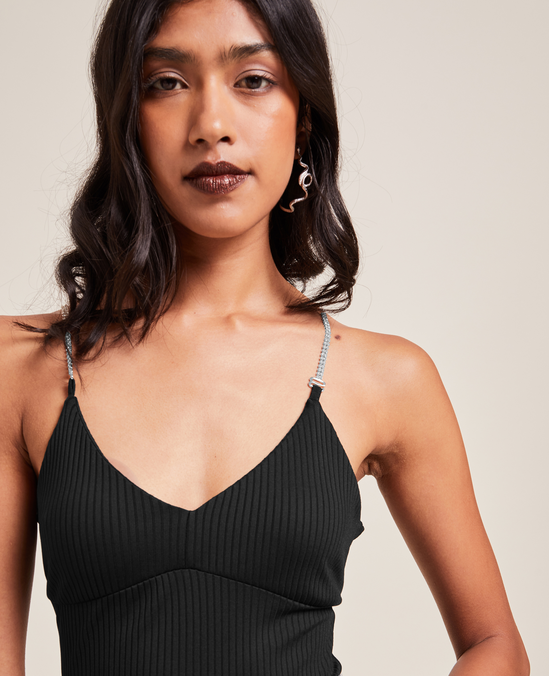 Body avec bretelles strass noir - Pimkie