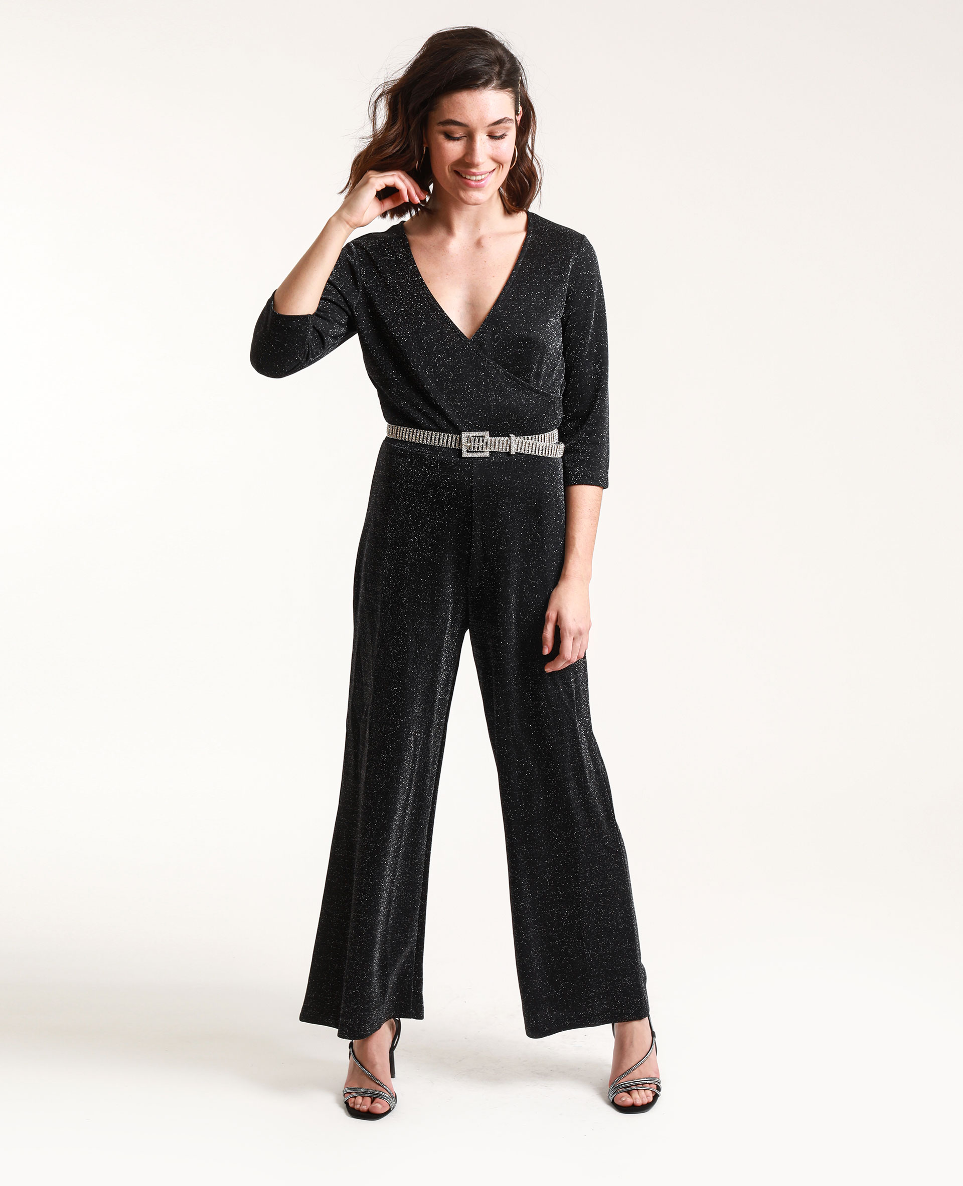 Combi-pantalon à paillettes noir - Pimkie