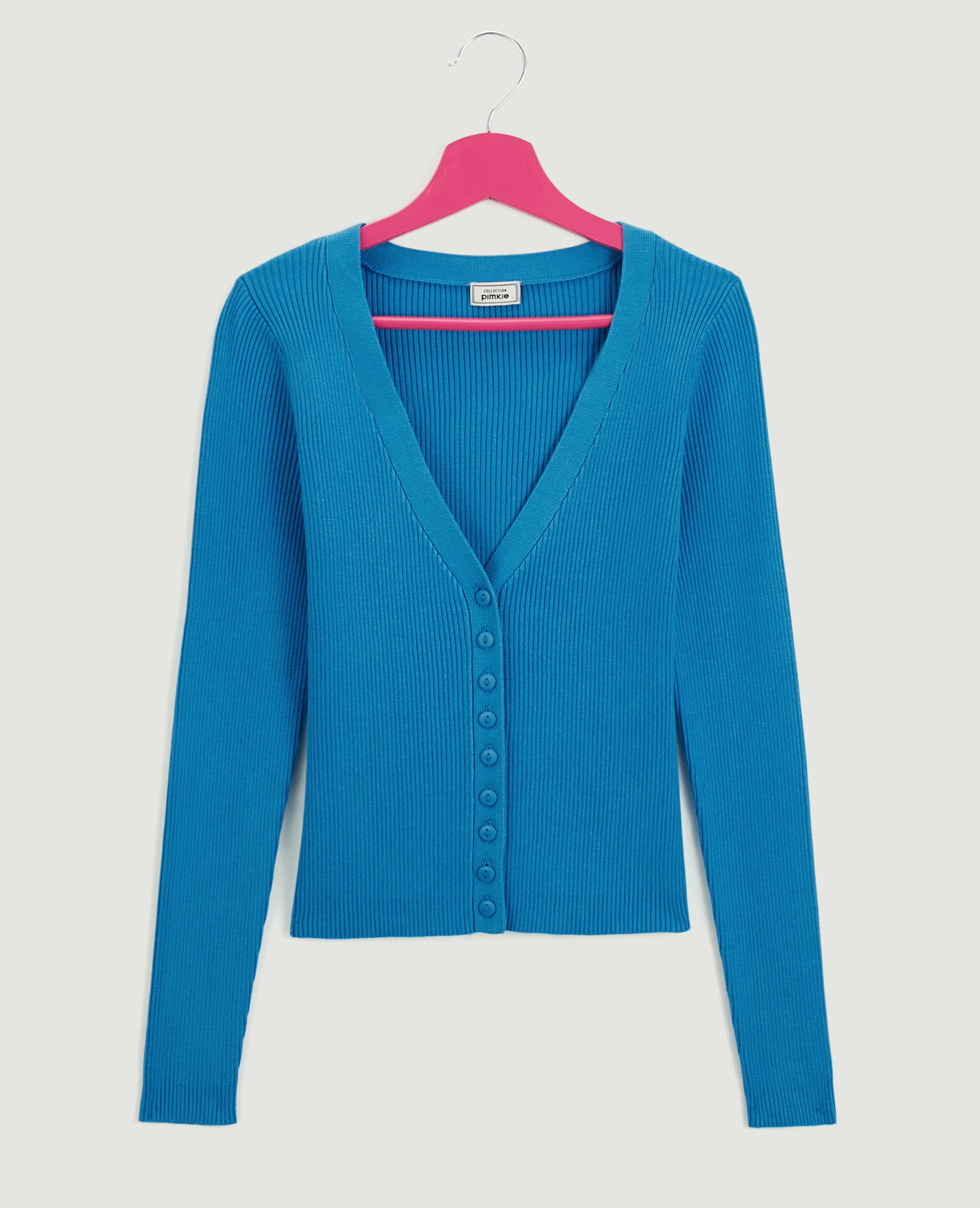 Gilet en maille côtelée bleu - Pimkie