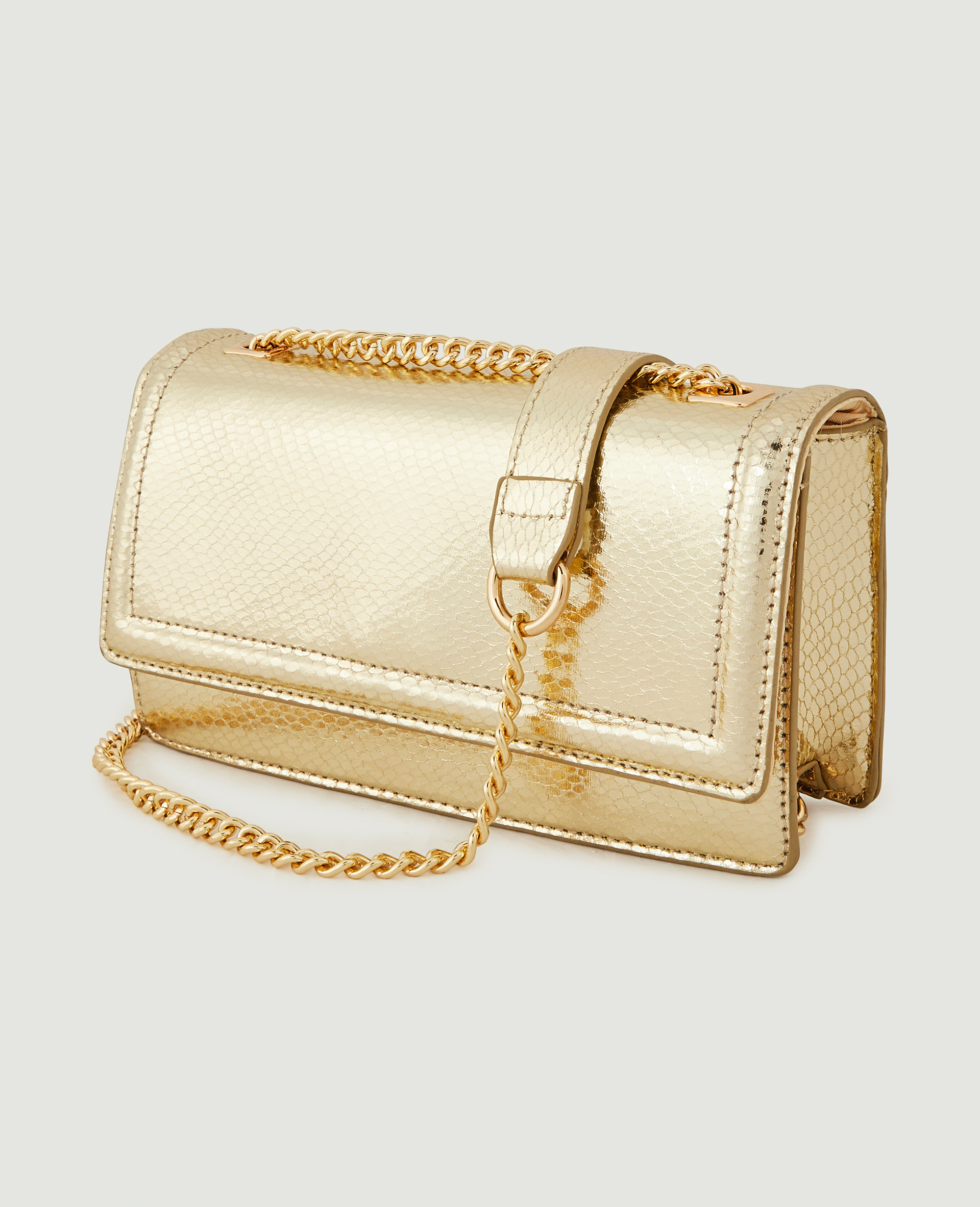 Sac rigide effet serpent doré - Pimkie