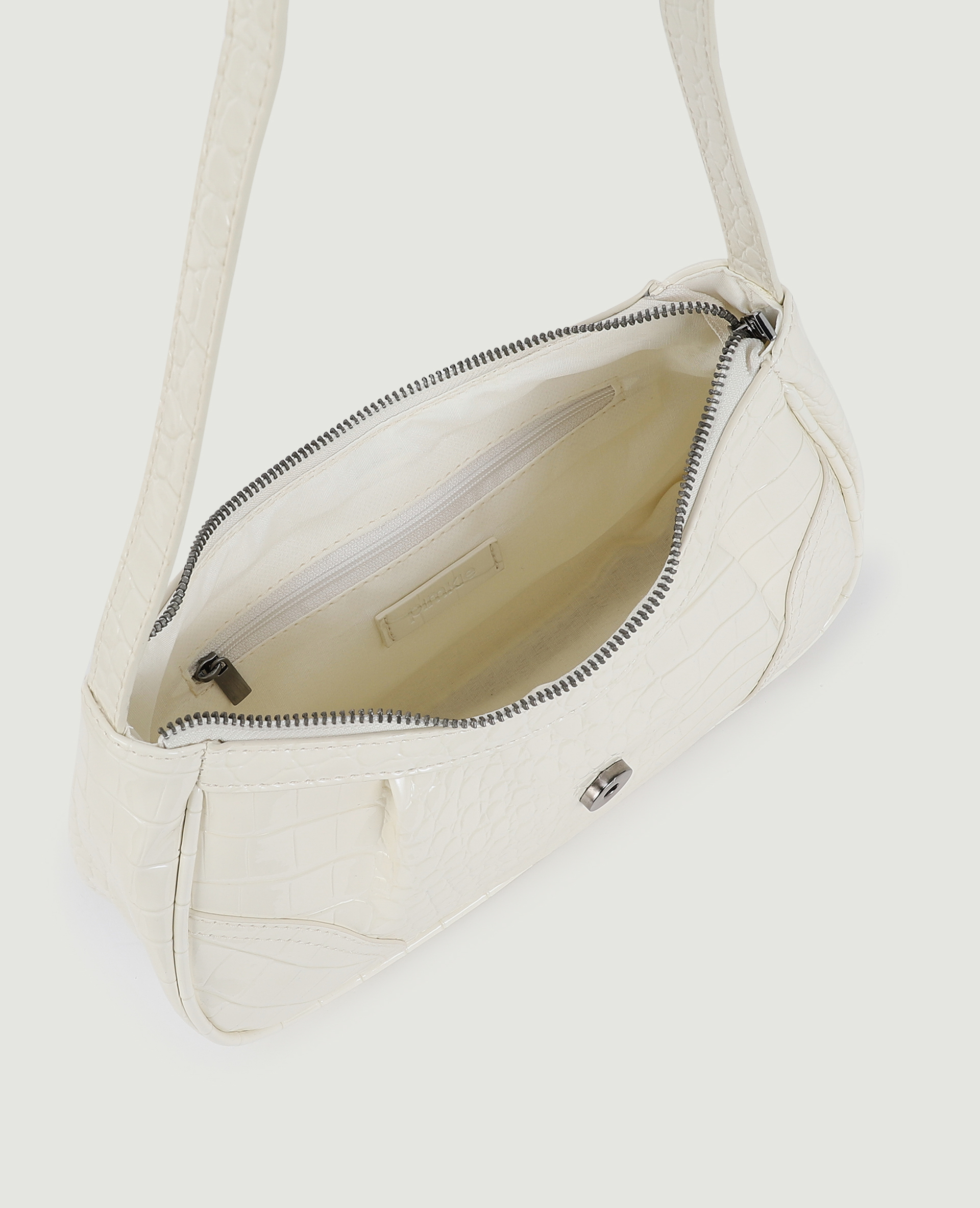 Sac baguette effet croco verni blanc - Pimkie