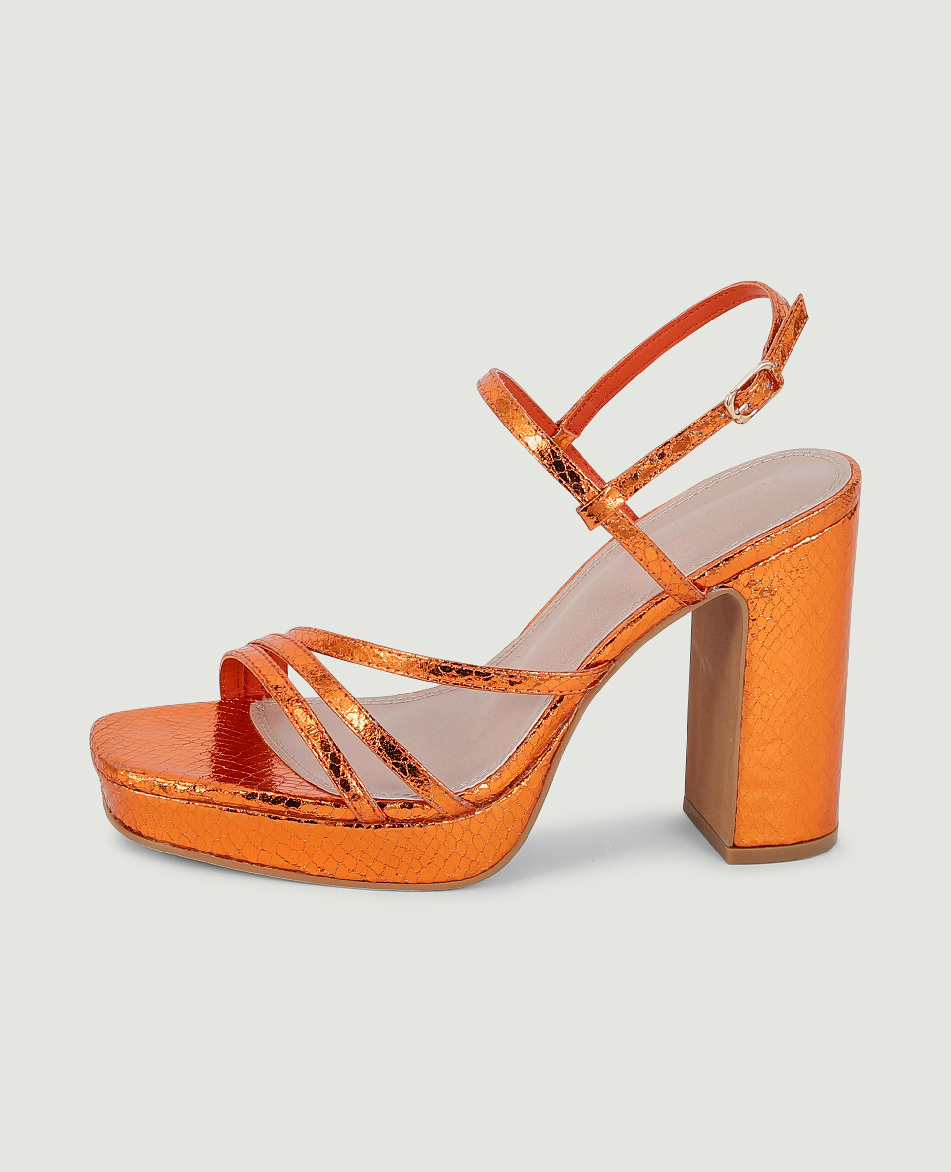 Sandales plateformes effet serpent orange - Pimkie