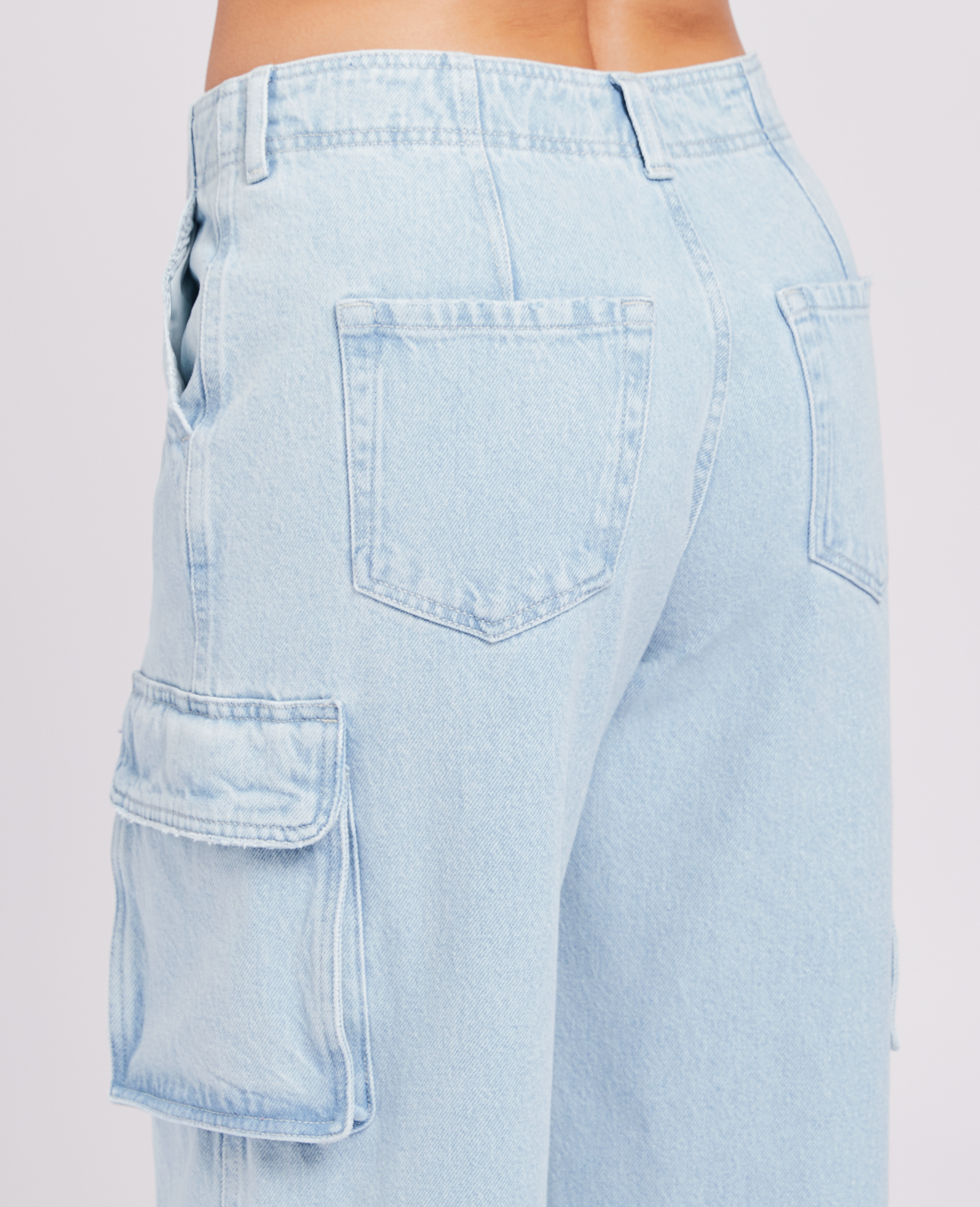 Jean cargo large bleu délavé - Pimkie