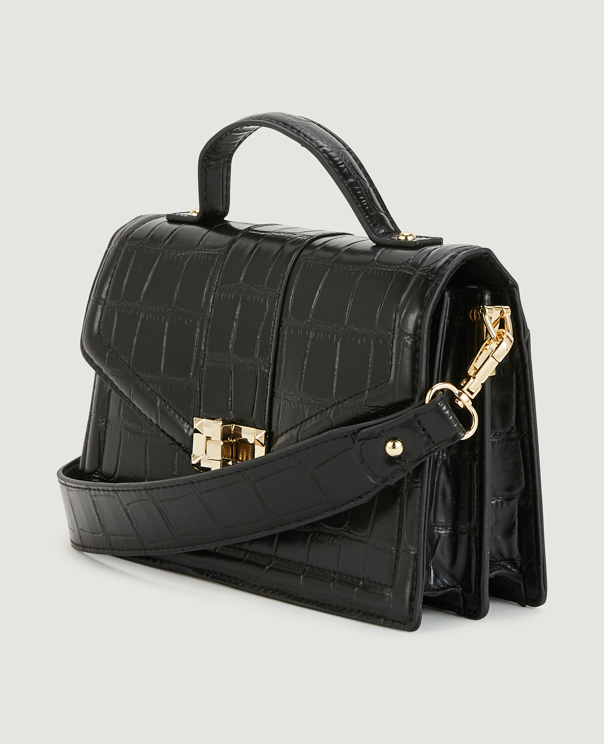 Sac boxy effet croco noir - Pimkie