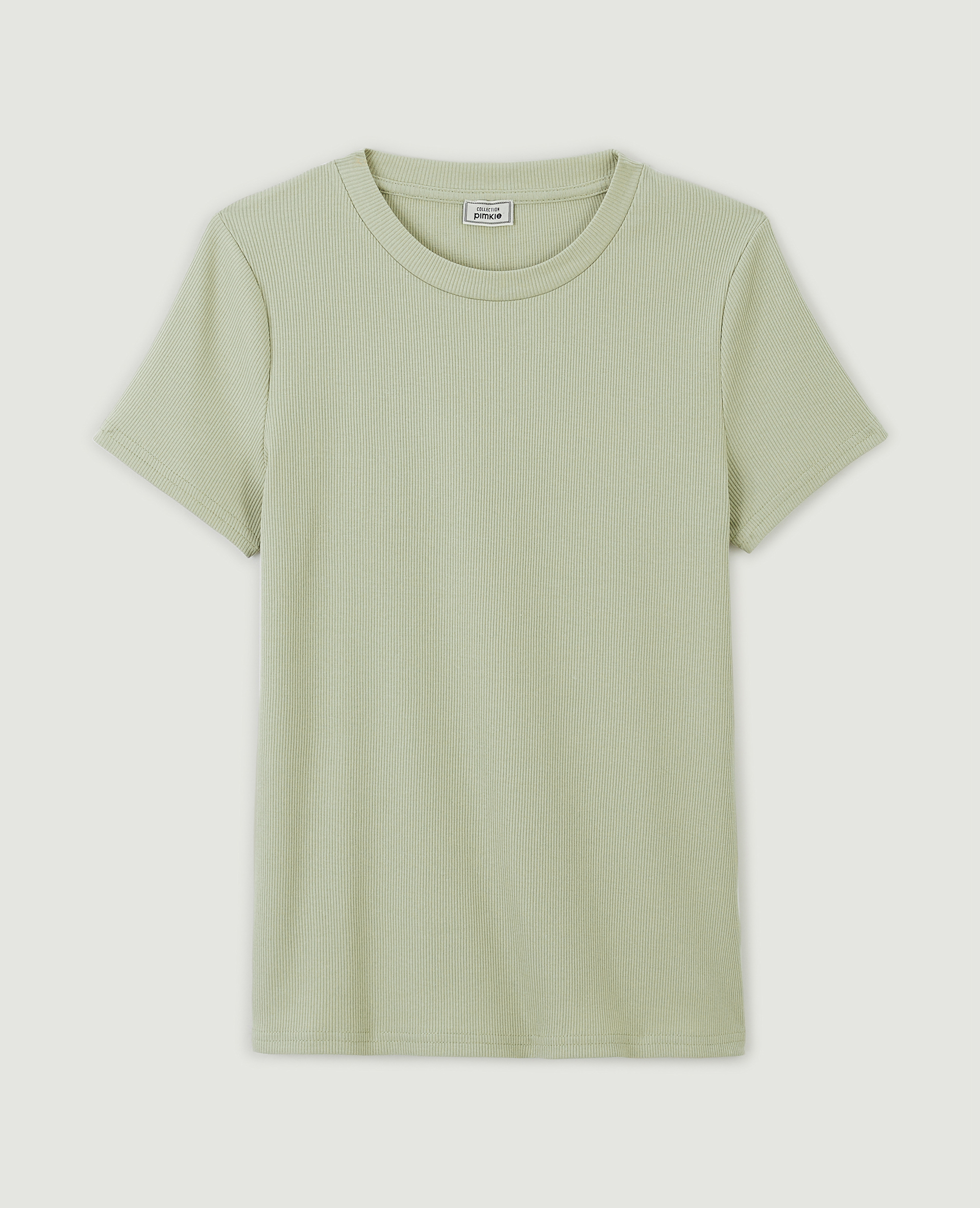Top maille côtelée vert de gris - Pimkie