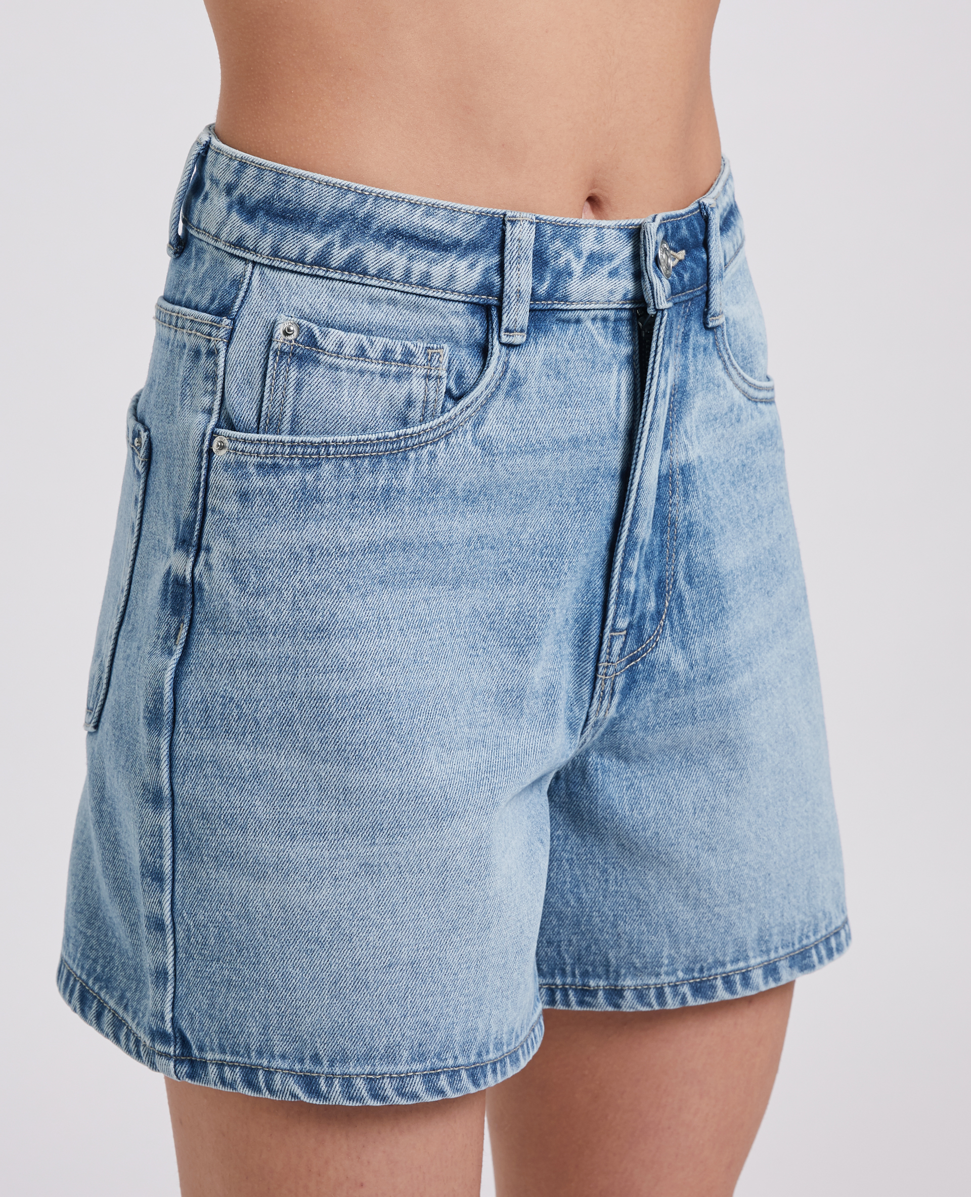 Short en jean taille haute bleu délavé - Pimkie