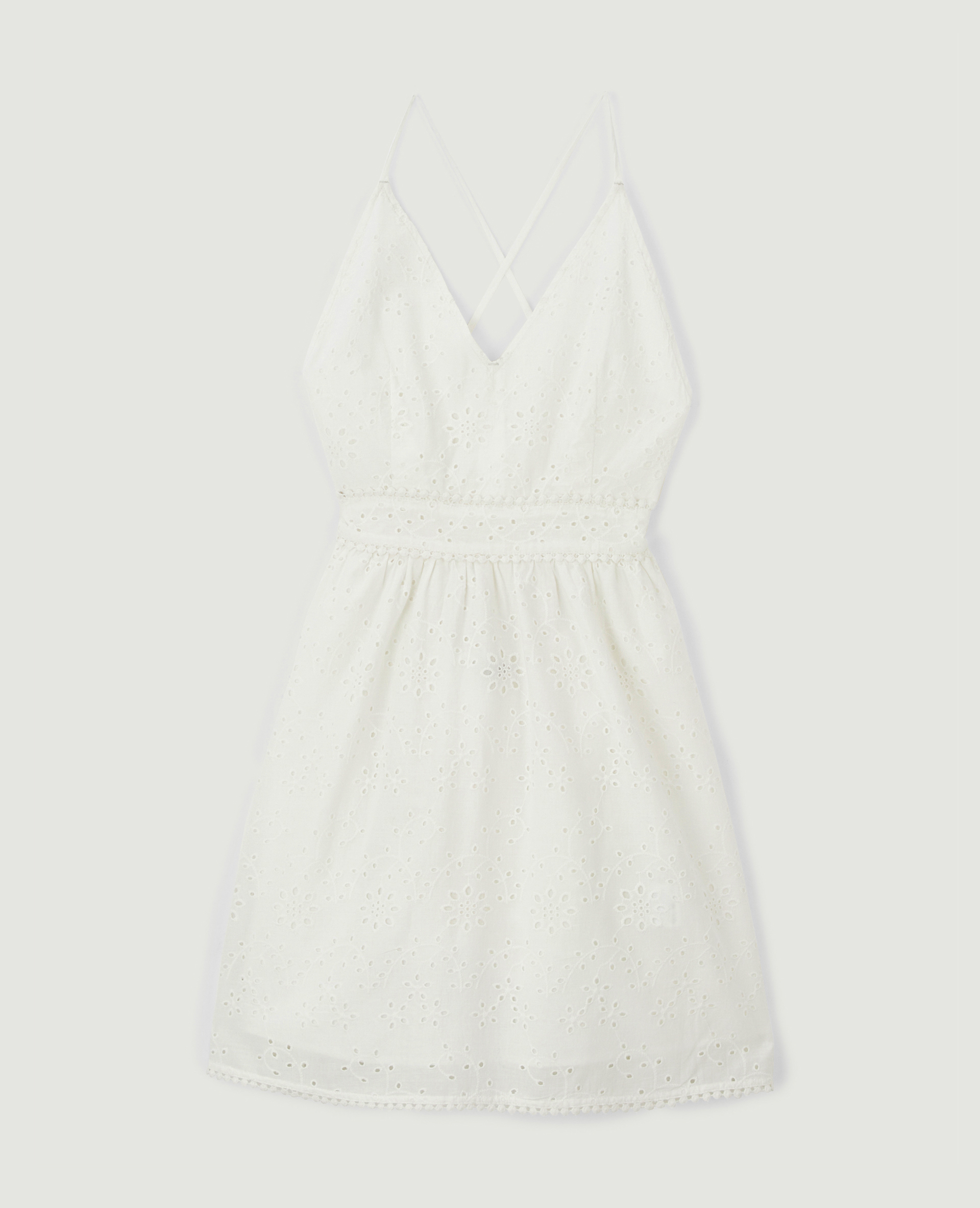 Robe dos-nu en broderie anglaise blanc - Pimkie