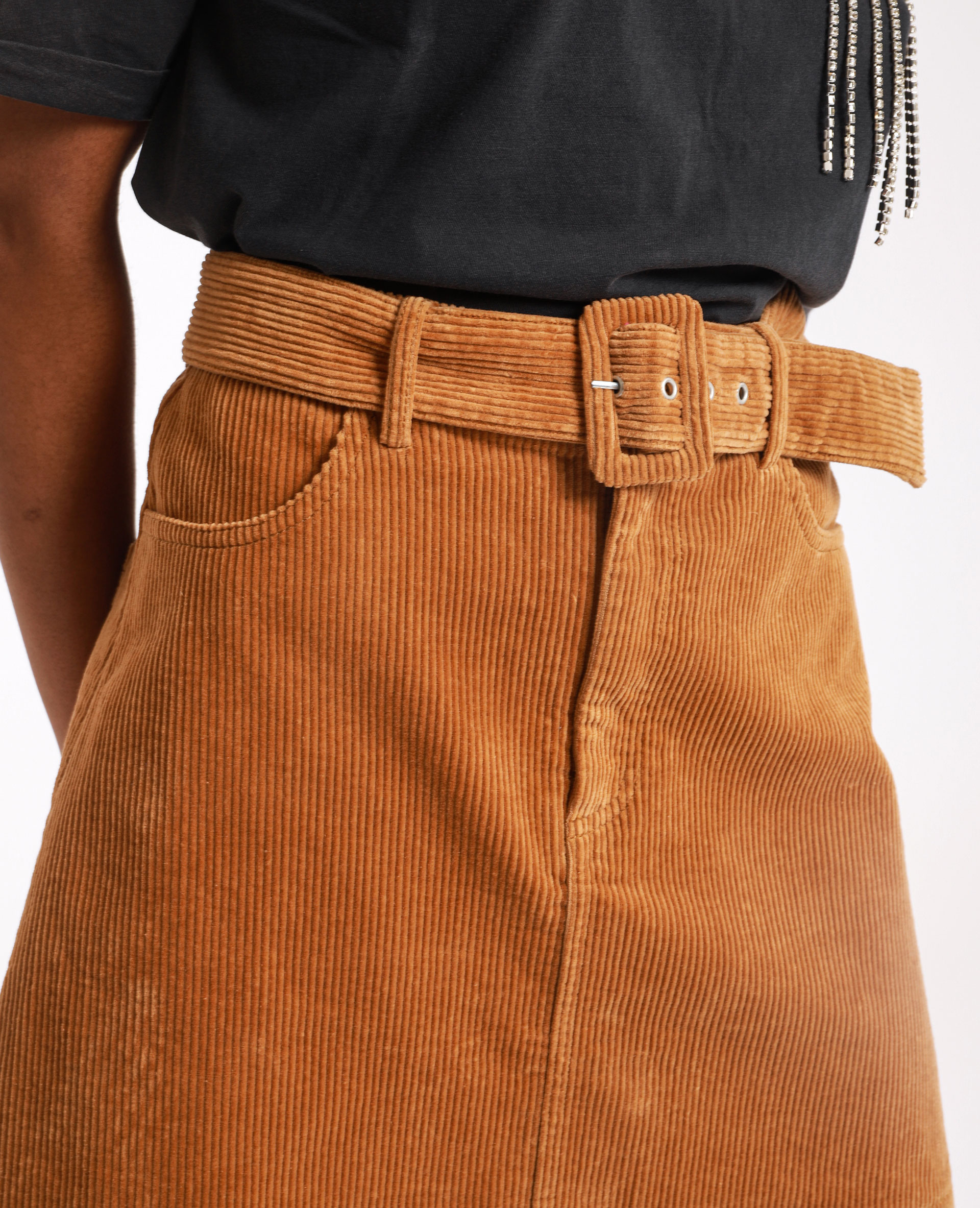 Jupe en velours camel - Pimkie