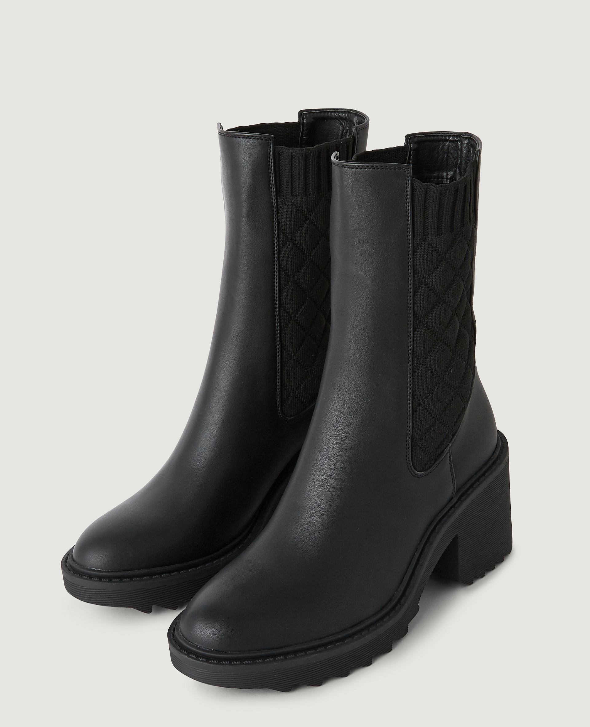 Bottines chelsea à élastiques quadrillés noir - Pimkie