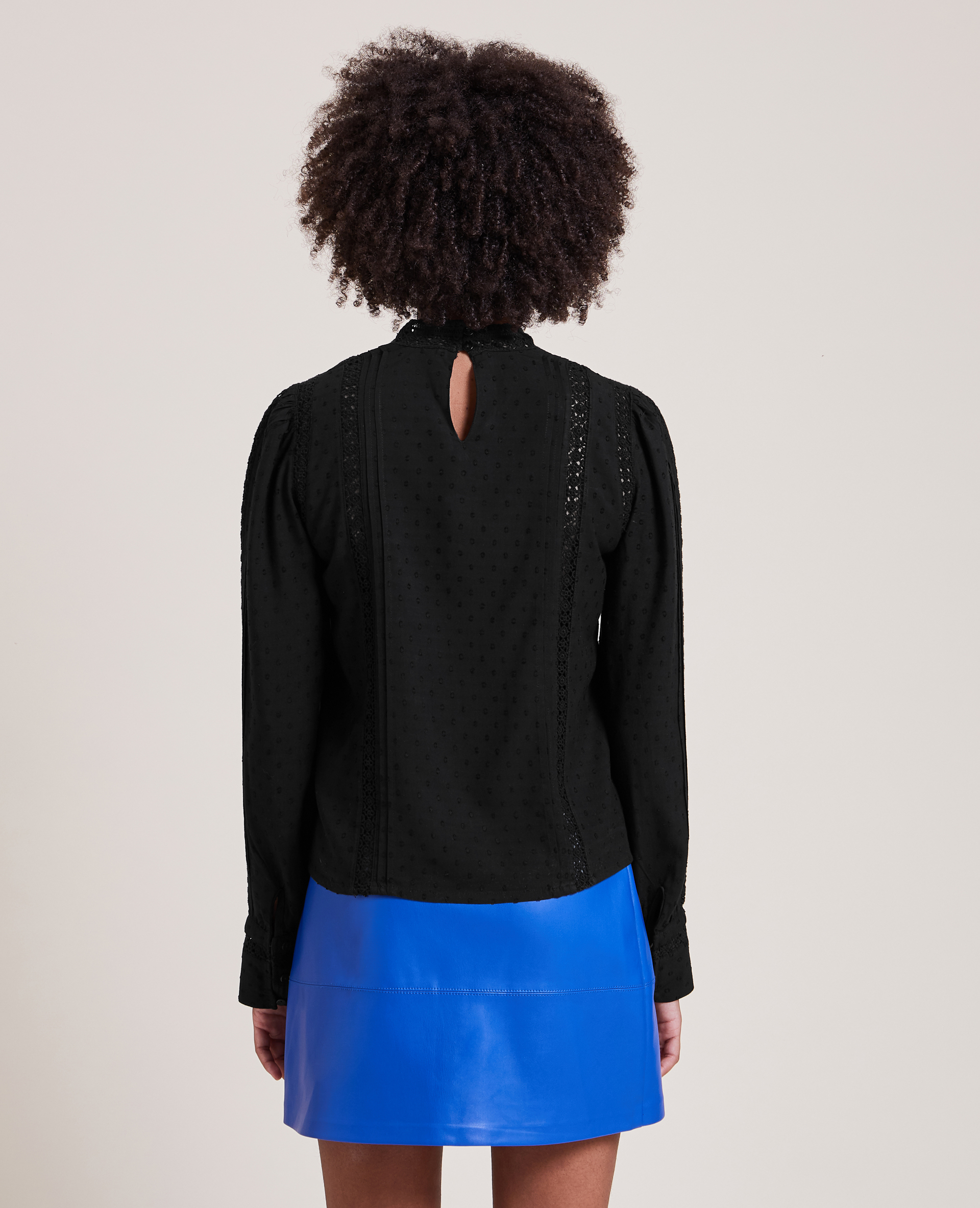 Blouse dentelle et plumetis noir - Pimkie