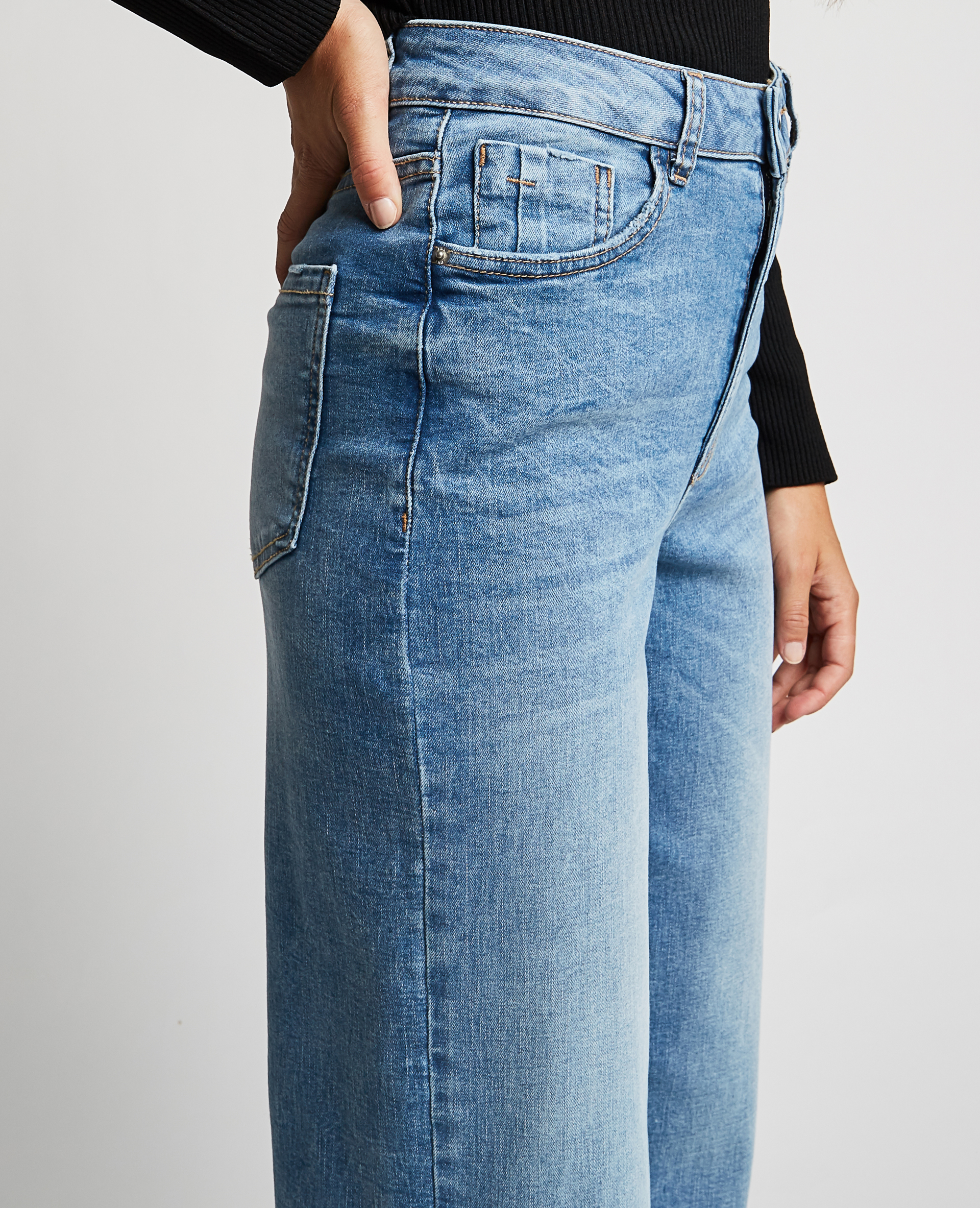 Jean wide taille haute bleu denim - Pimkie