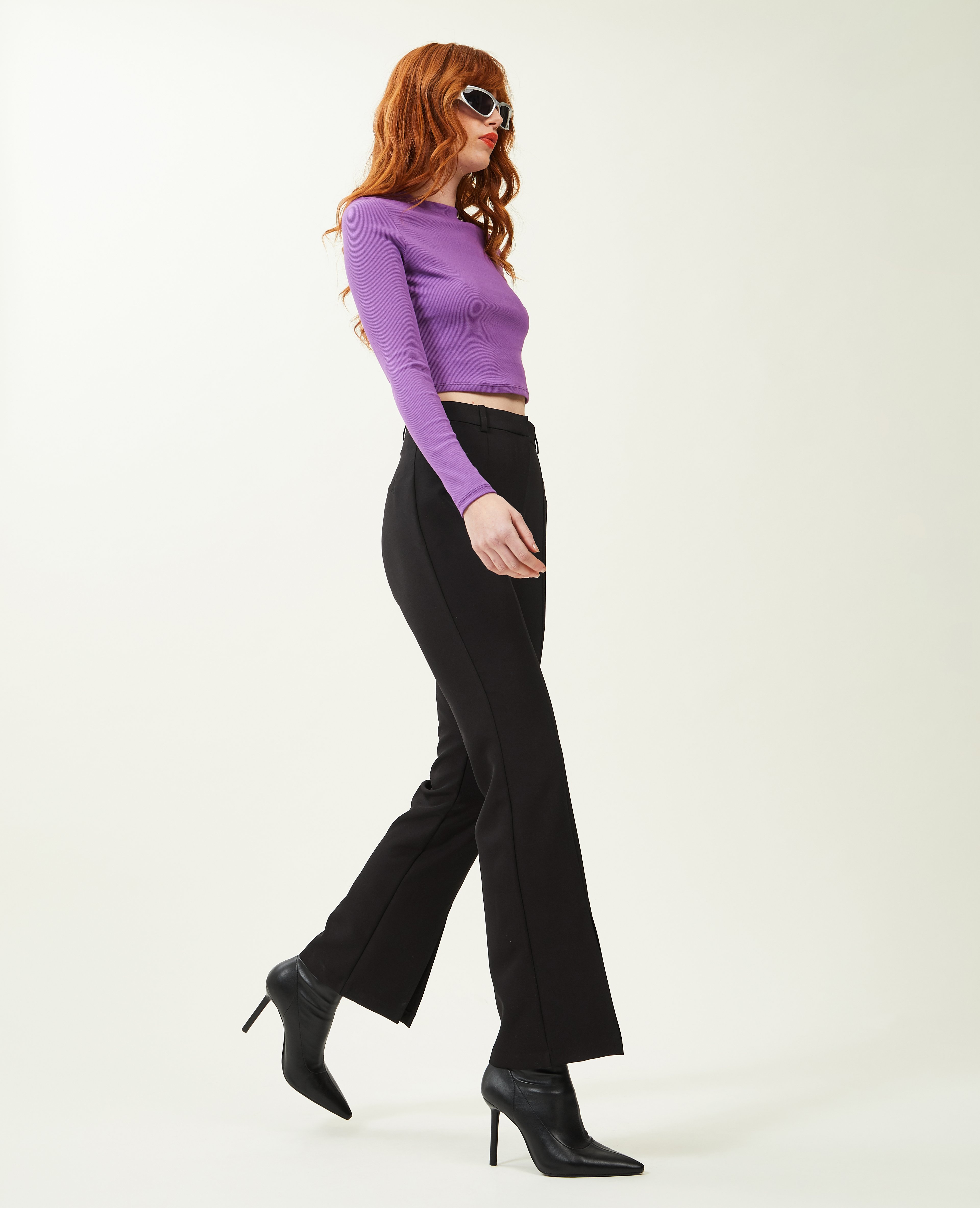 Pantalon droit avec fente noir - Pimkie