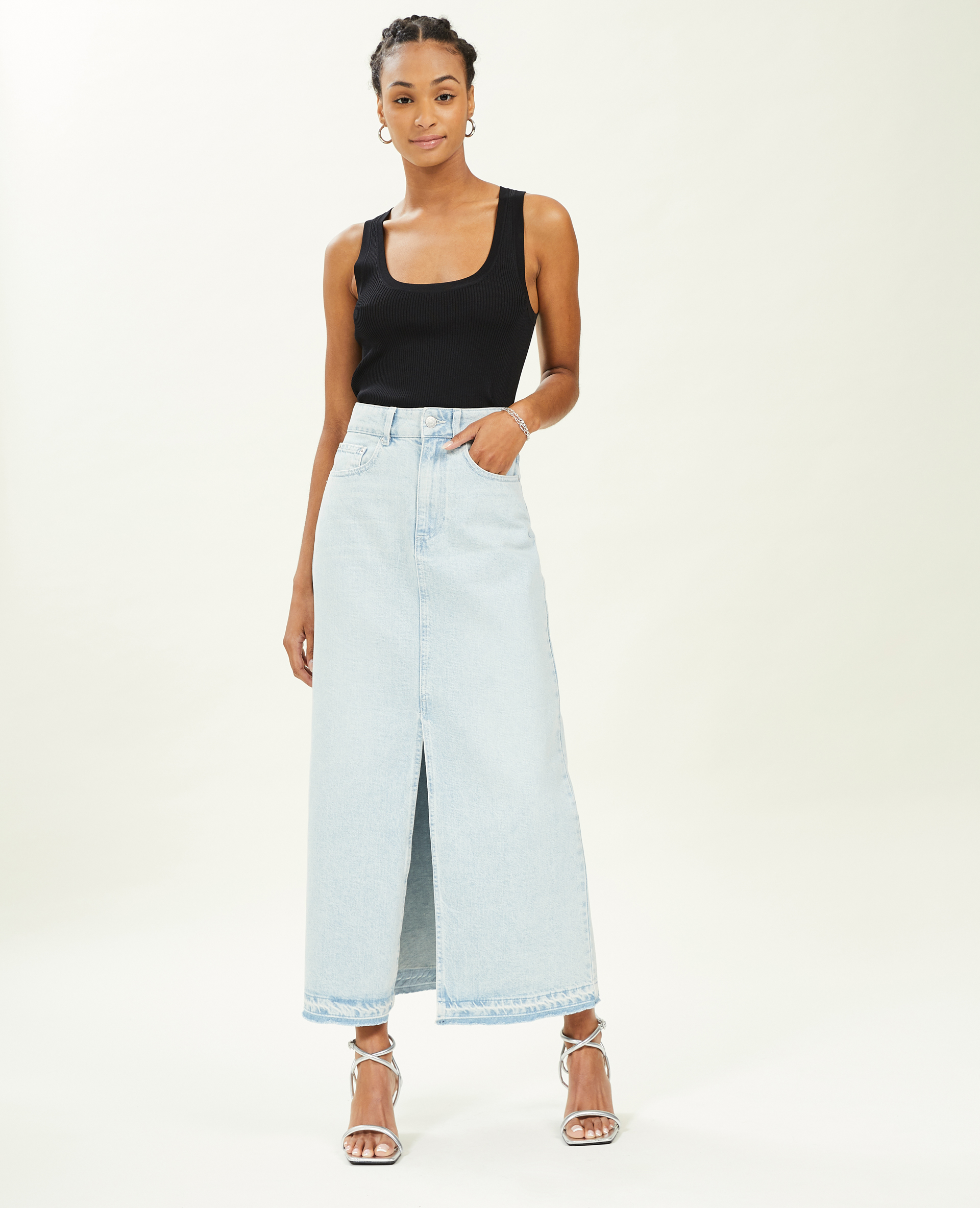 Jupe longue en jean bleu clair - Pimkie
