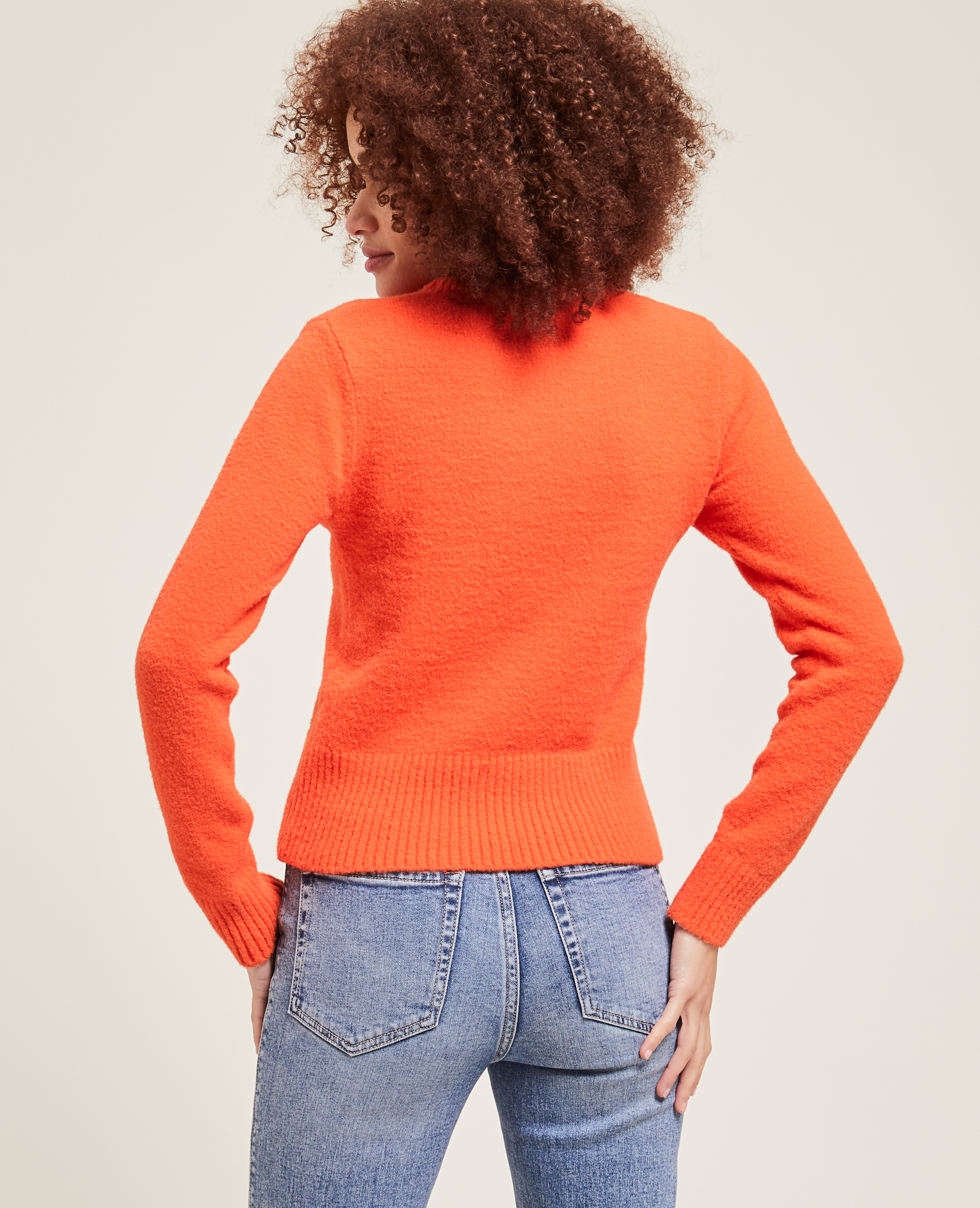 Pull col rond maille mousseuse orange - Pimkie