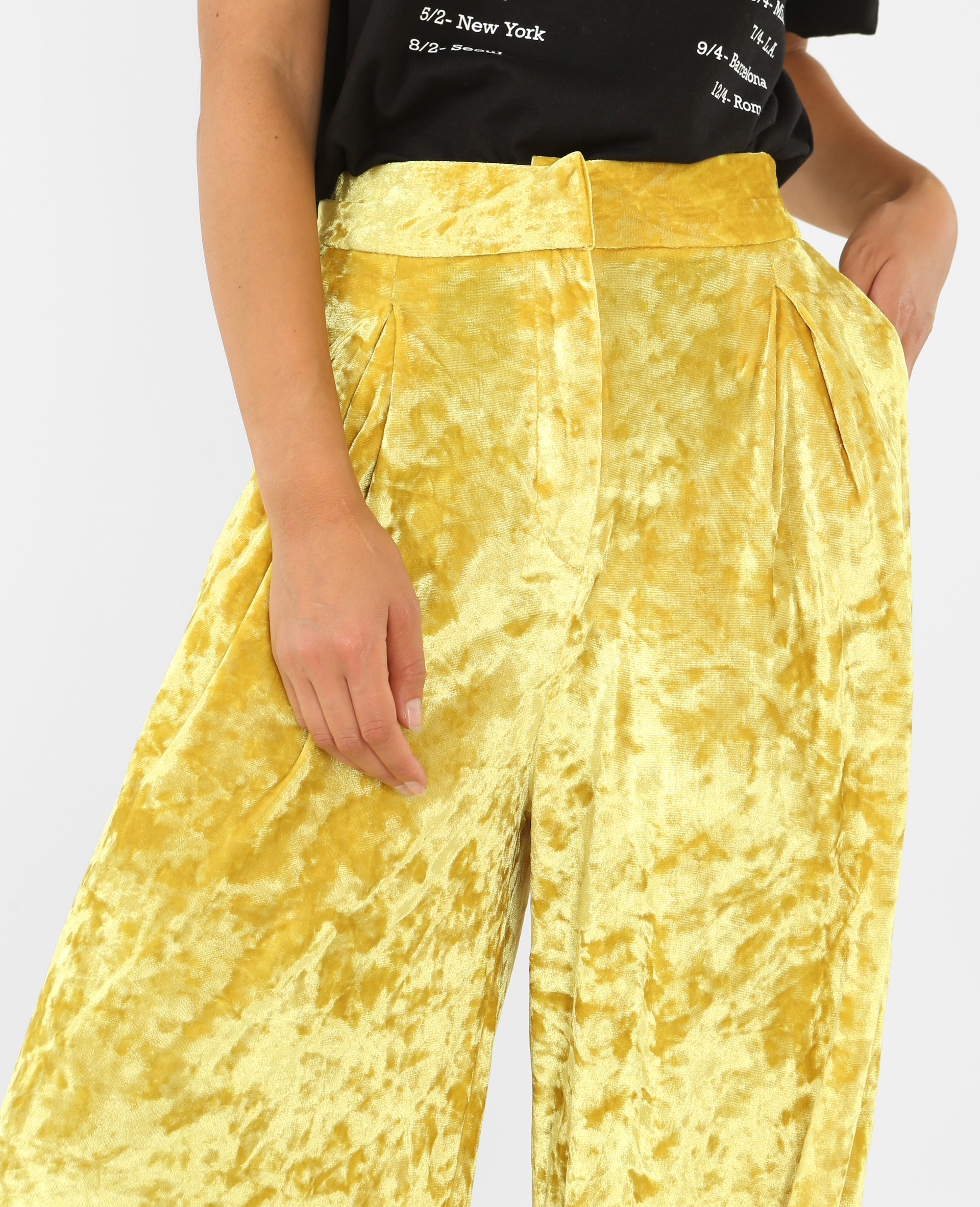 Pantalon flare effet velours jaune ocre - Pimkie