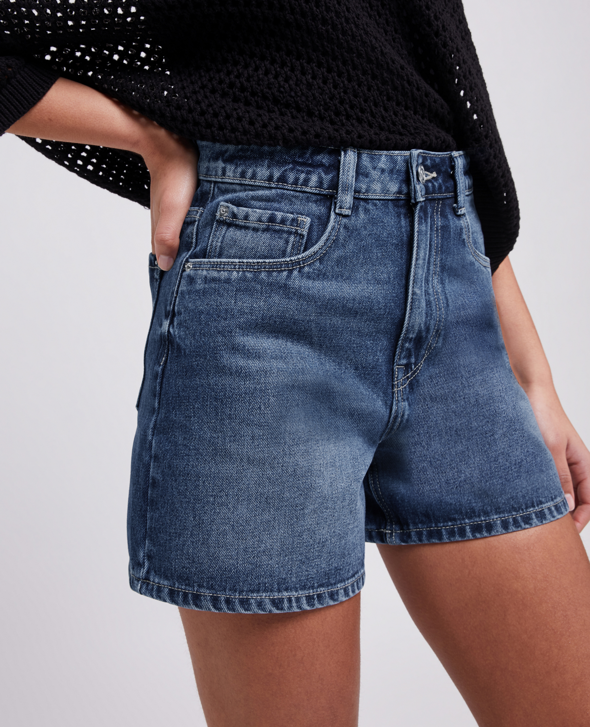 Short en jean taille haute bleu denim - Pimkie