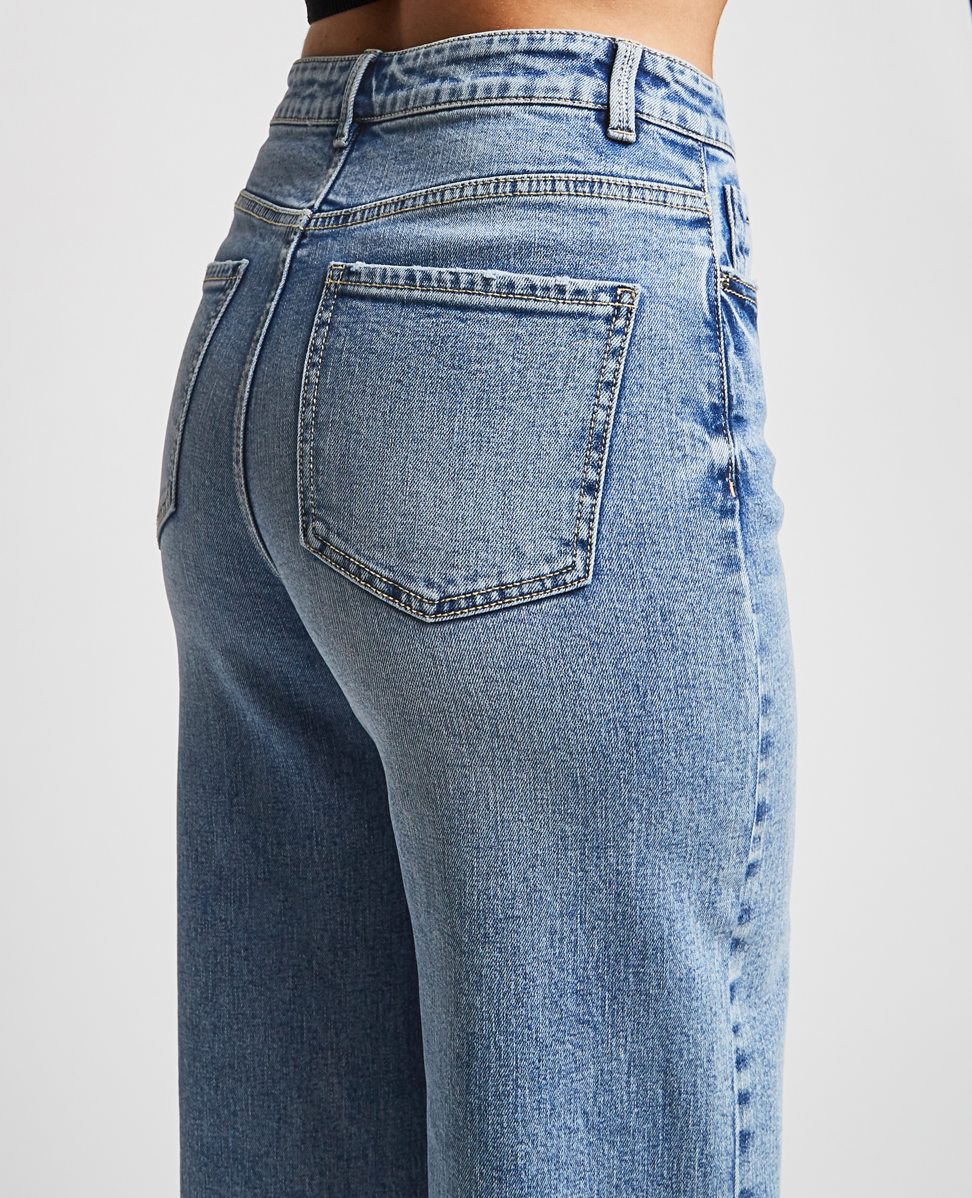 Jean wide leg bas coupés bleu - Pimkie