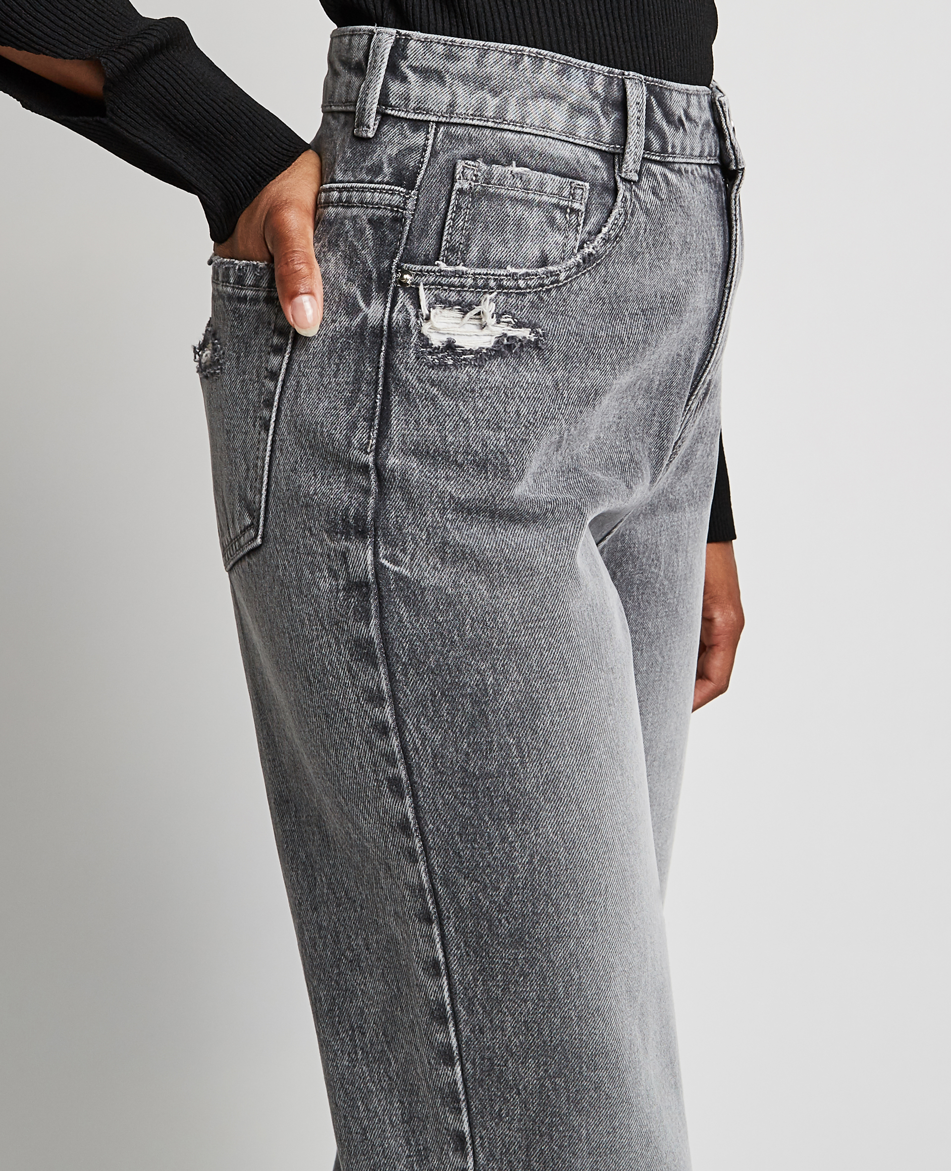 Jean mom trashé gris - Pimkie