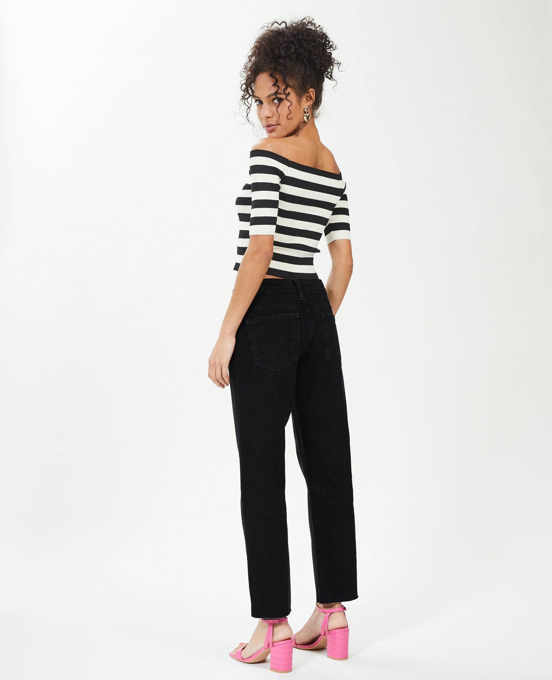 Jean straight taille basse noir - Pimkie