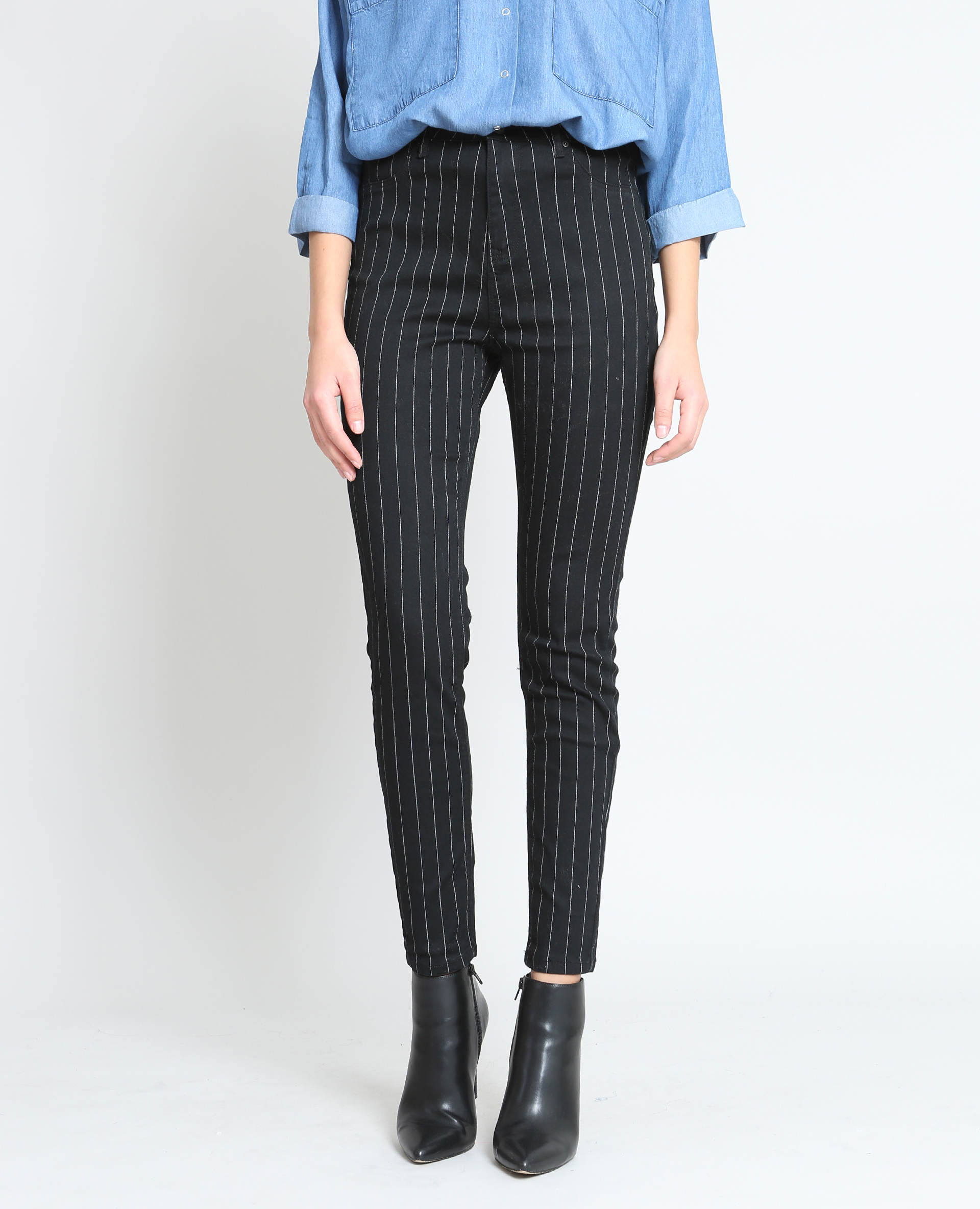 Pantalon skinny raye