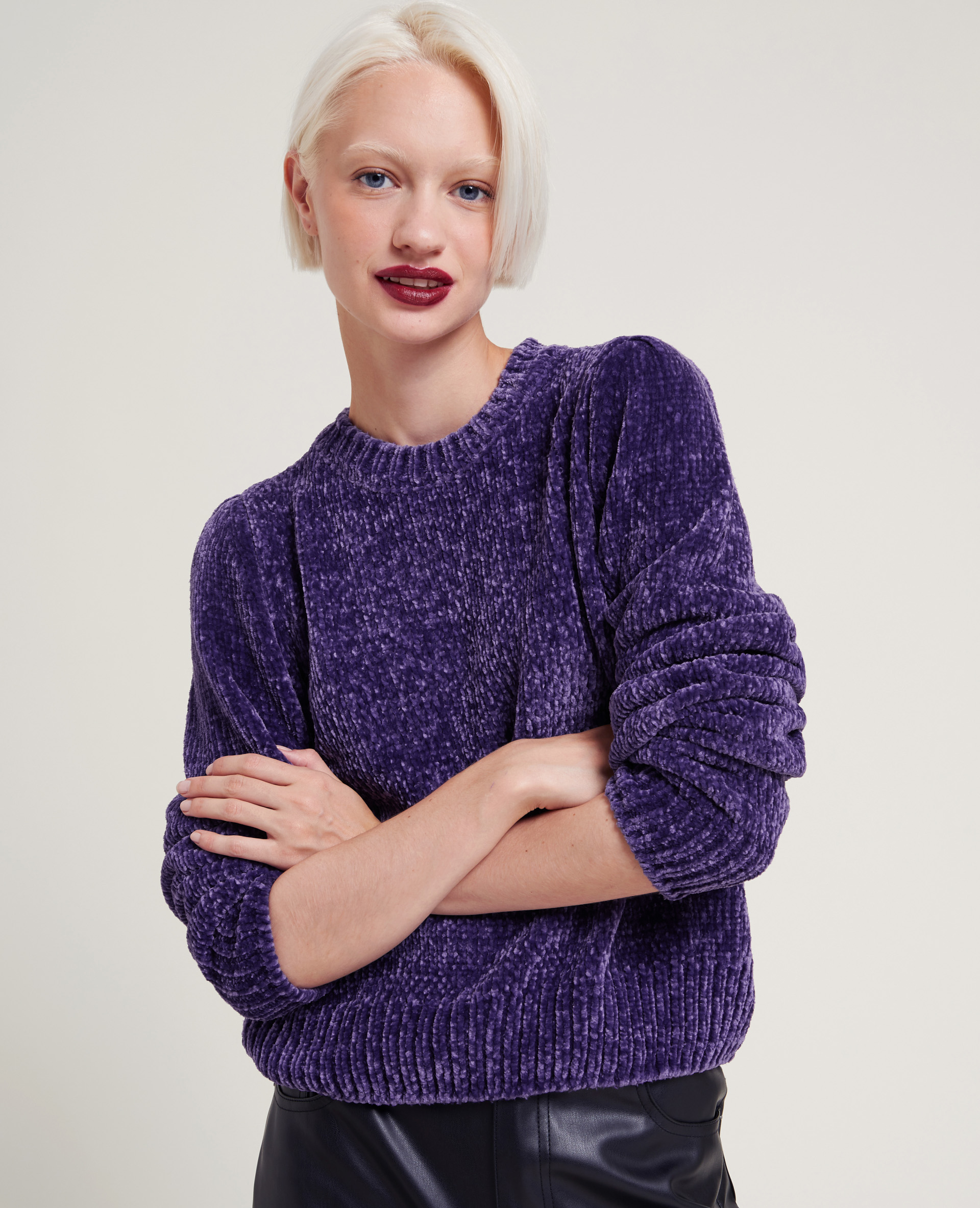 Pull en maille chenille violet - Pimkie
