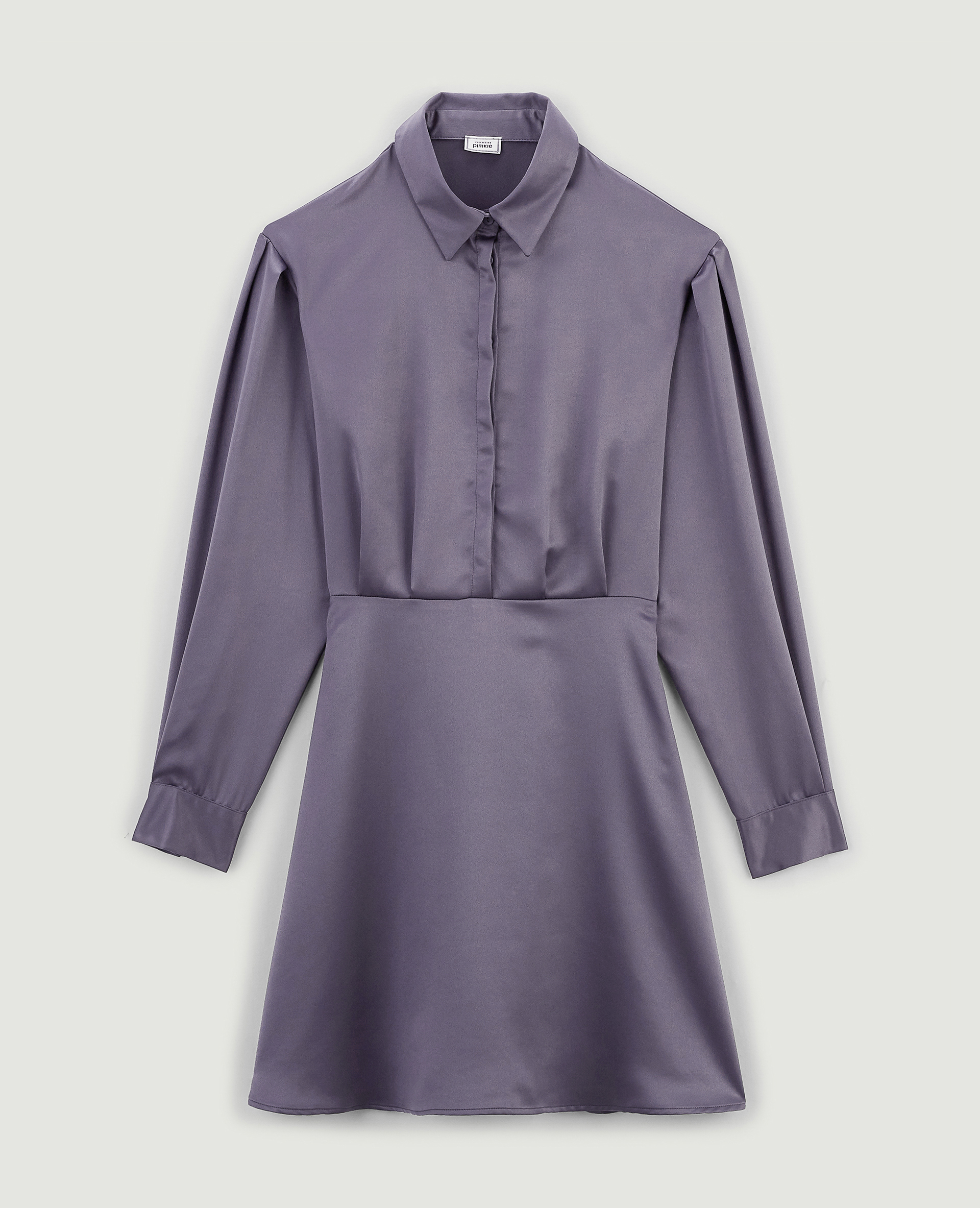 Robe chemise en satin gris foncé - Pimkie