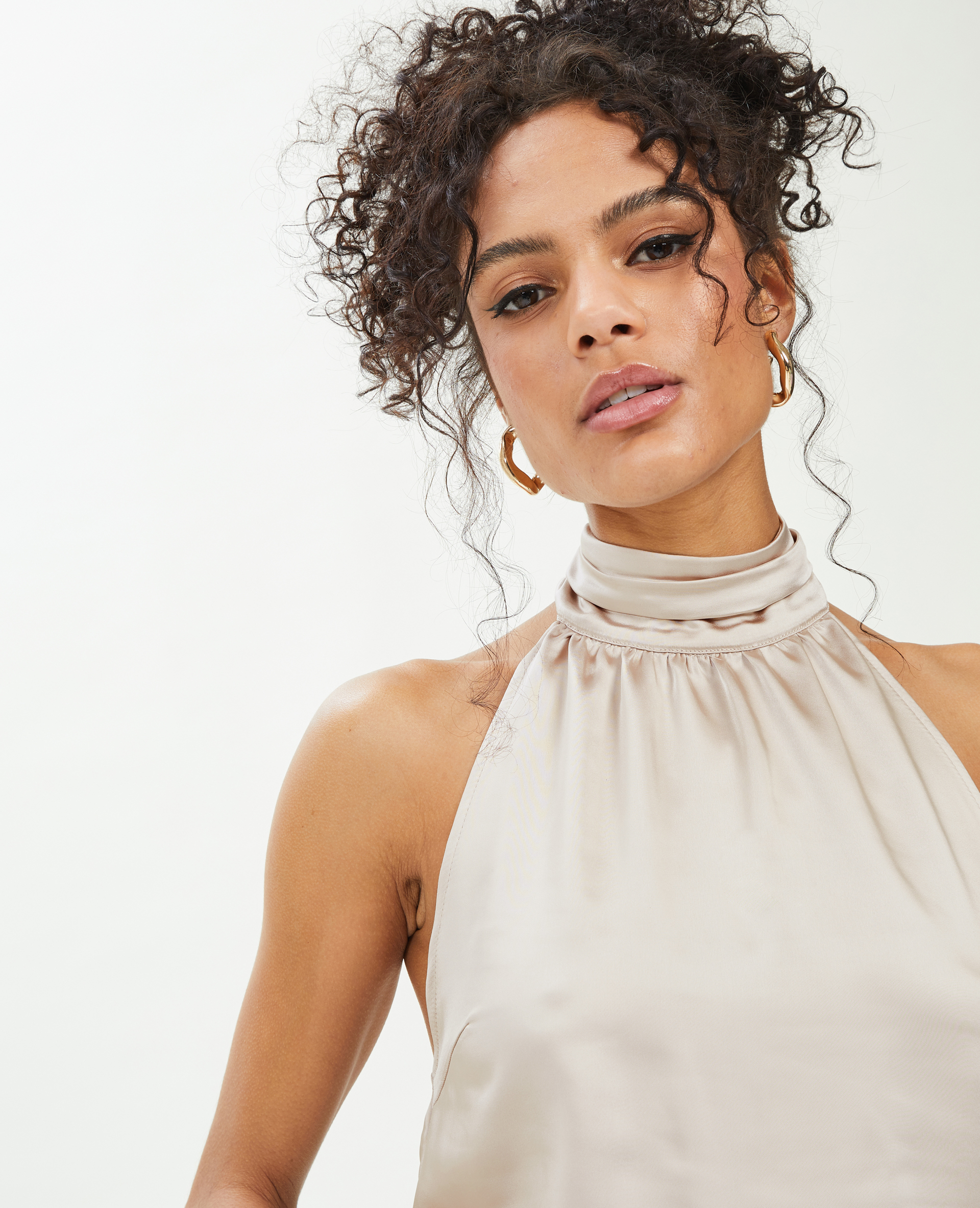 Top dos-nu satiné encolure américaine blanc - Pimkie