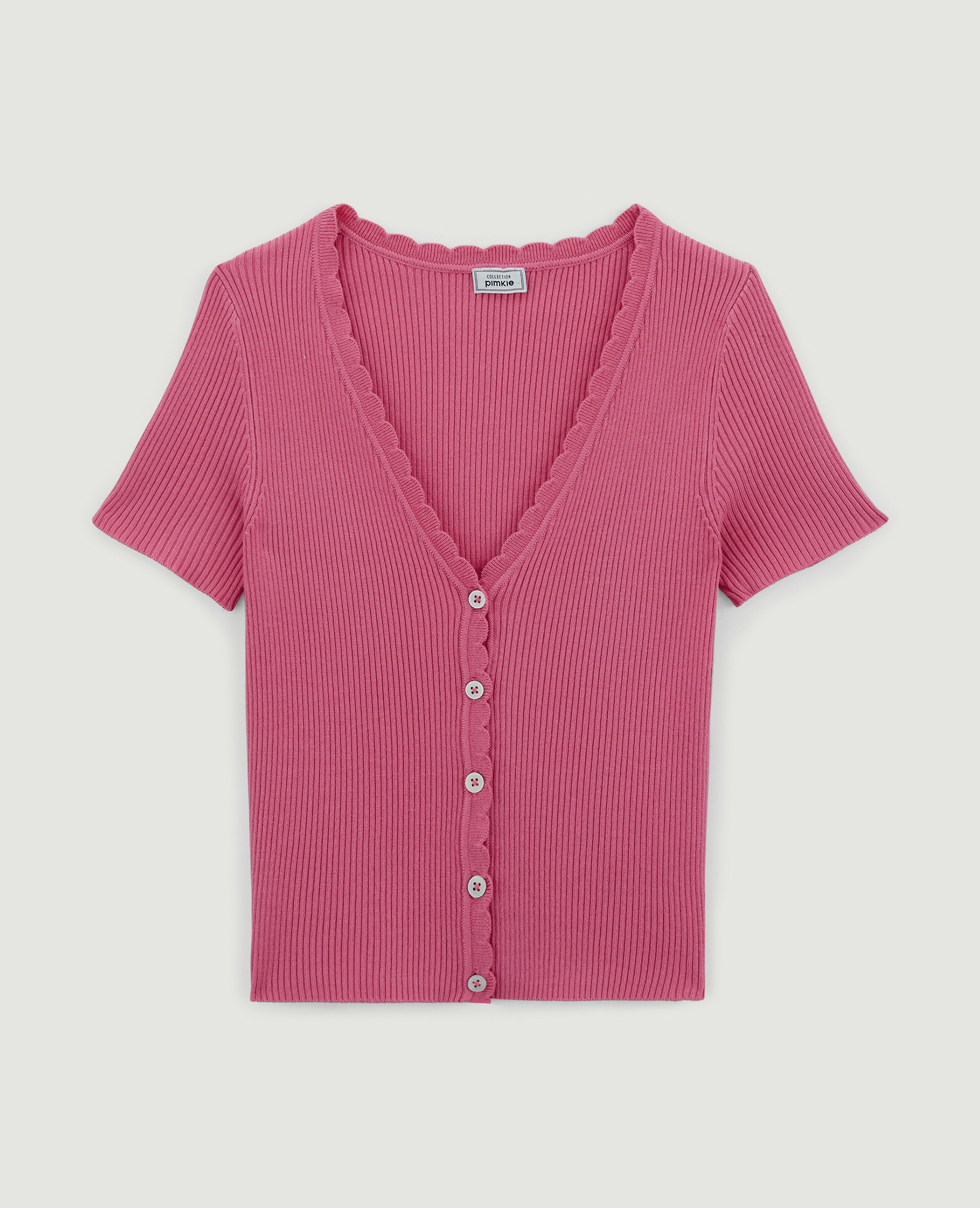 Top boutonné maille côtelée rose - Pimkie