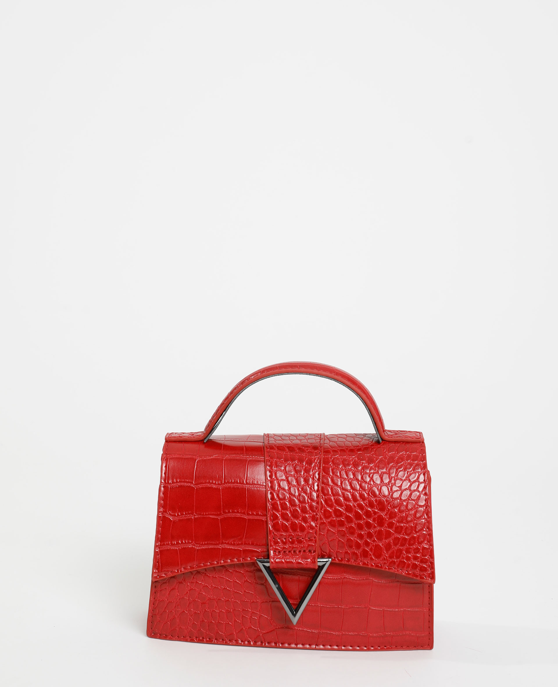 Sac rouge effet croco sales