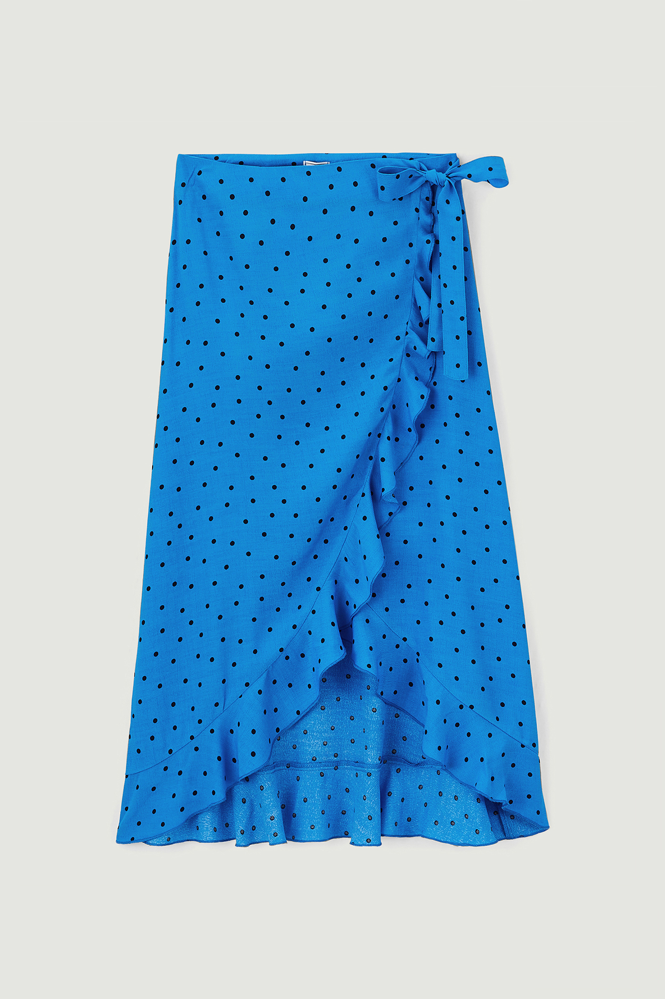 Jupe midi portefeuille avec volants bleu - Pimkie