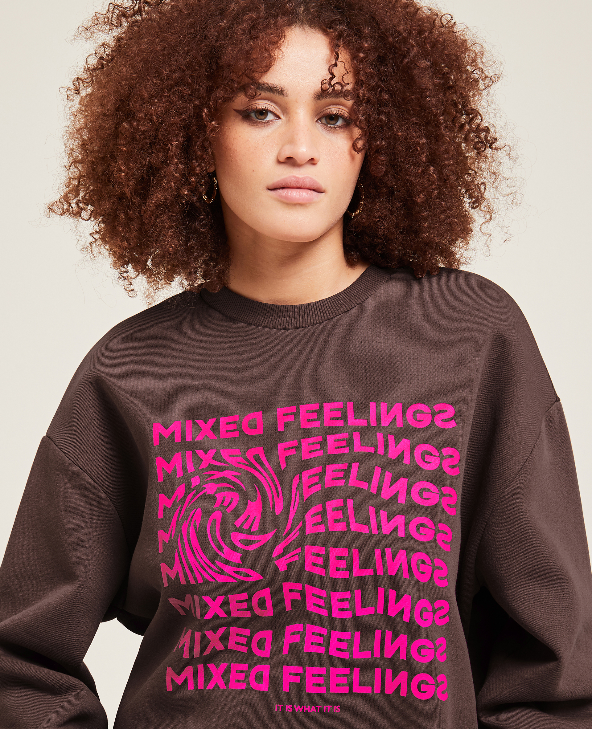 Sweat oversized avec inscription marron - Pimkie