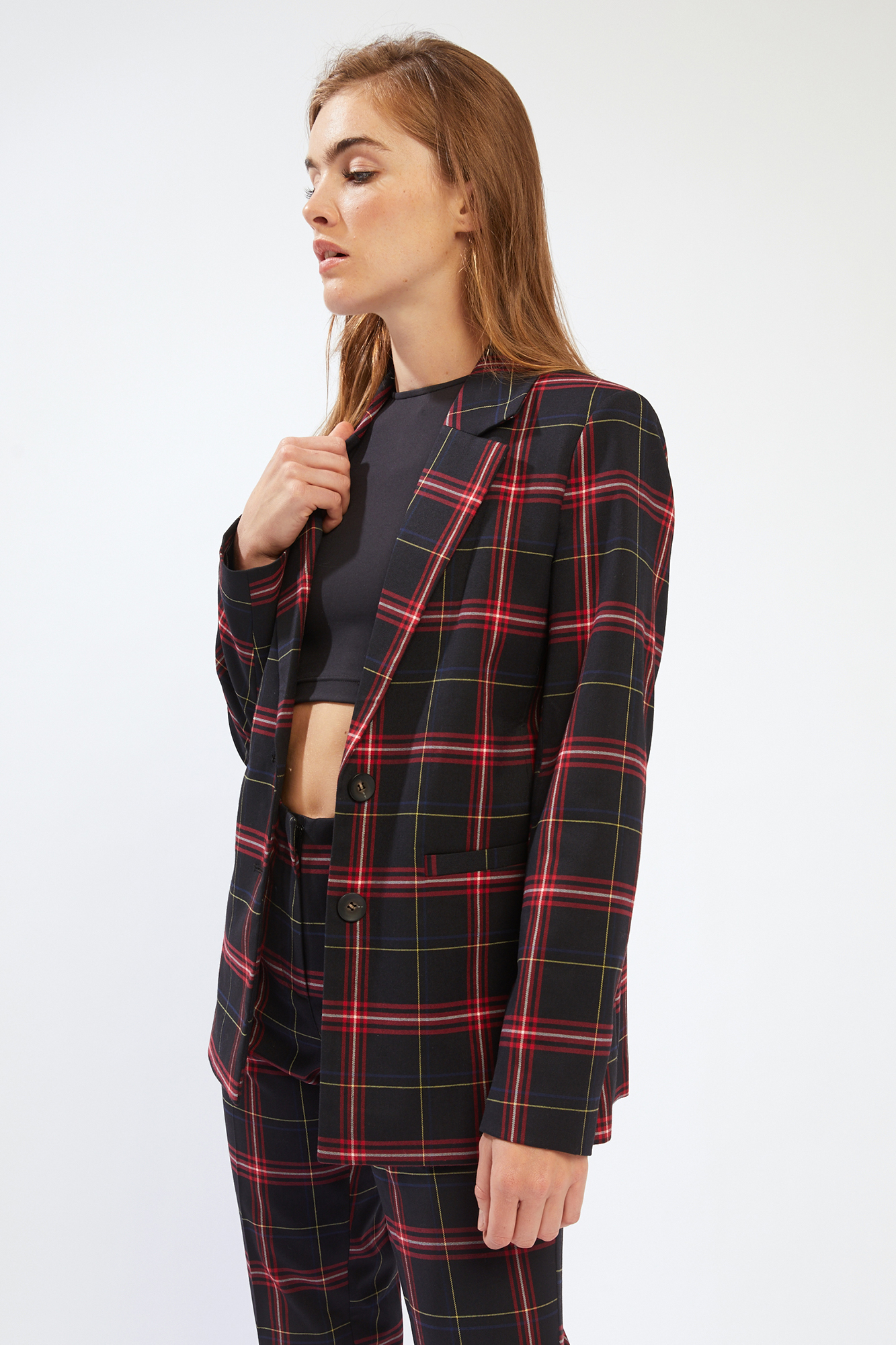 Blazer tartan noir - Pimkie