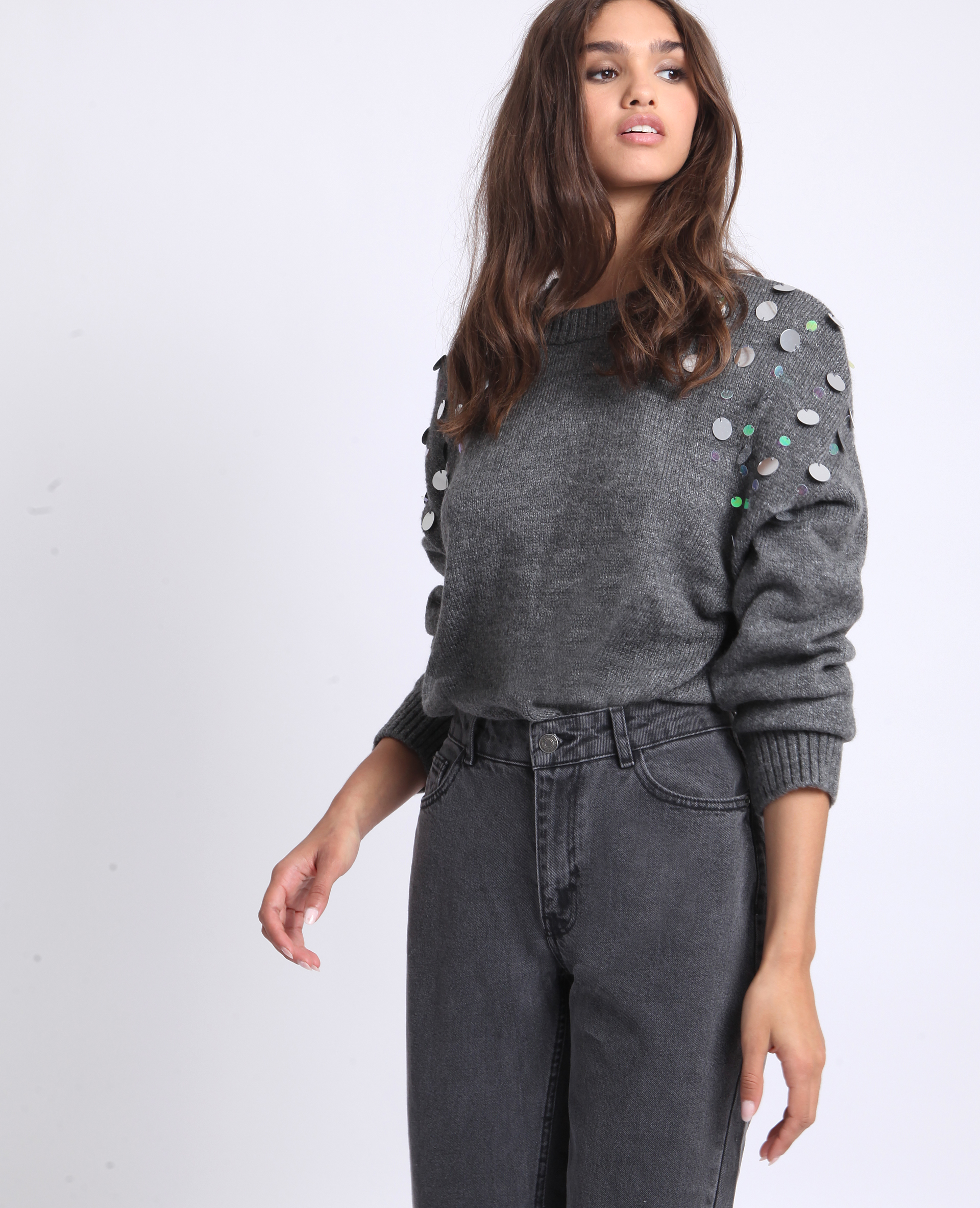 Pull à bijoux gris chiné - Pimkie